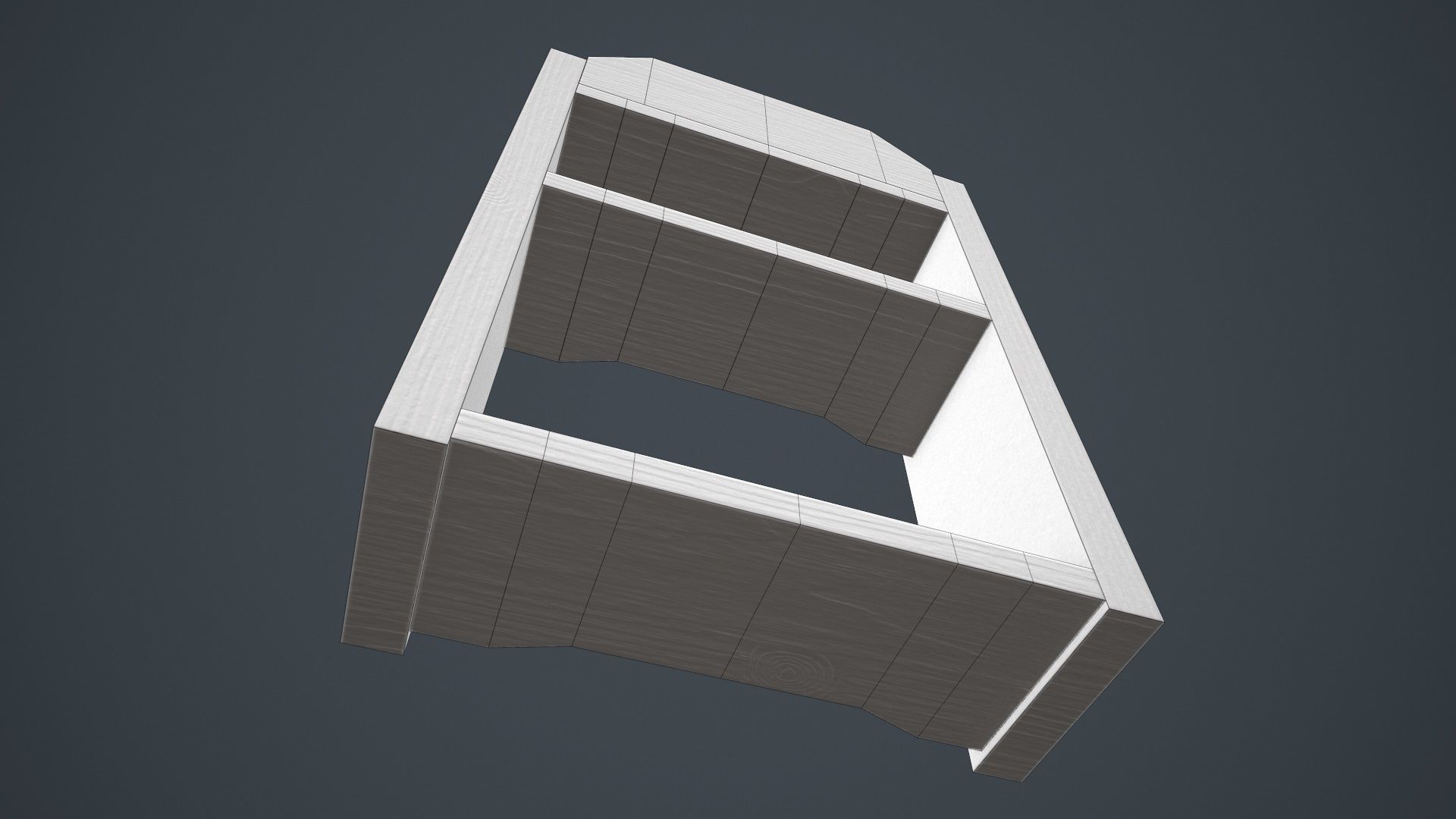 Wood Wall Shelf Low Poly PBR Game Ready Asset tabble Low-poly 3D model_17