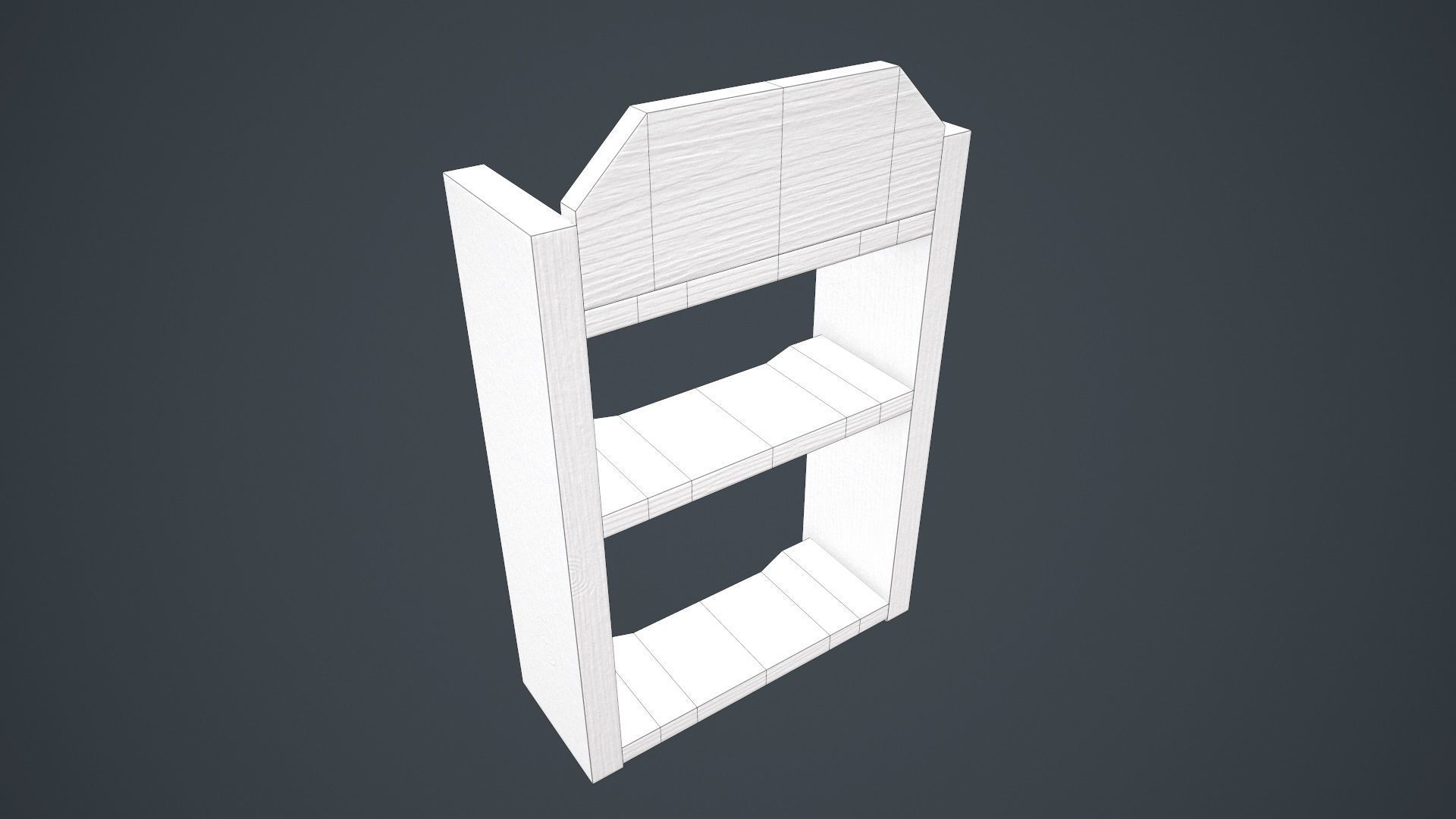 Wood Wall Shelf Low Poly PBR Game Ready Asset tabble Low-poly 3D model_19