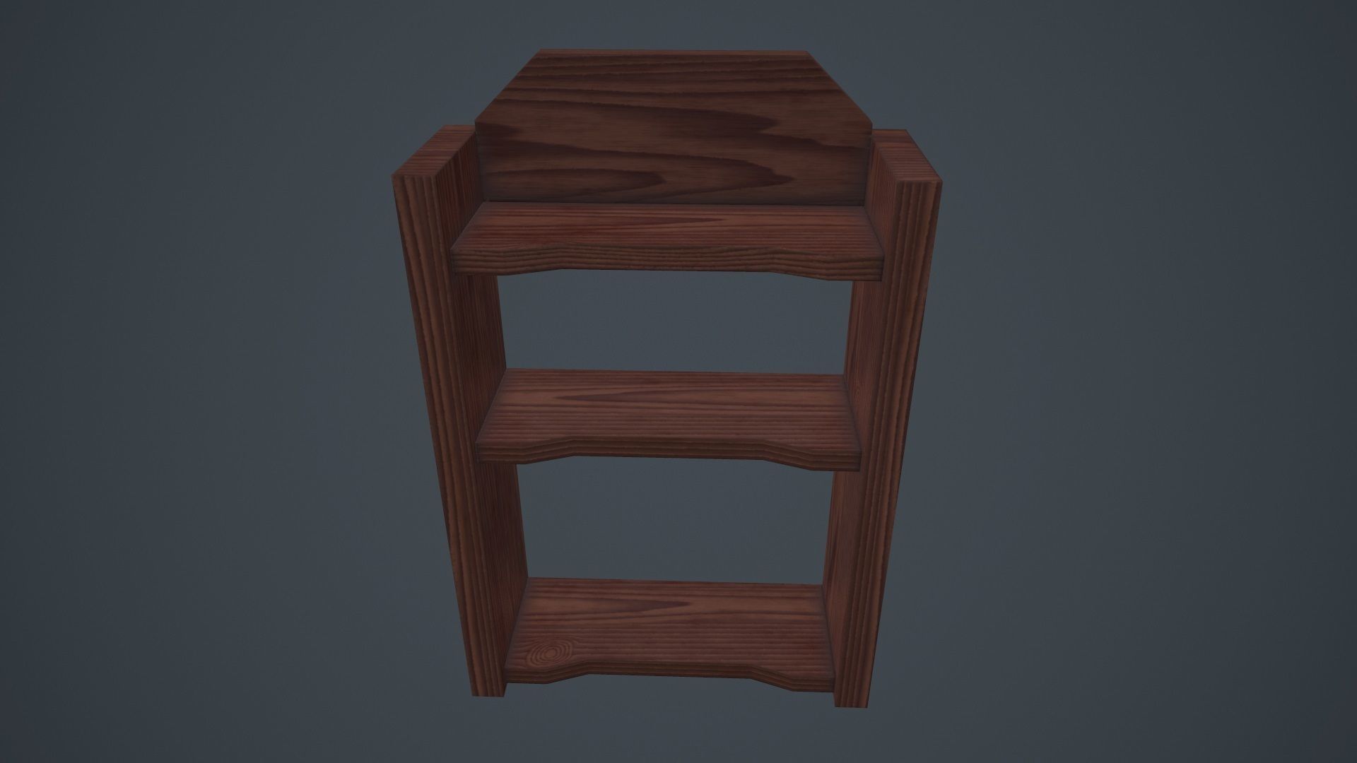 Wood Wall Shelf Low Poly PBR Game Ready Asset tabble Low-poly 3D model_5