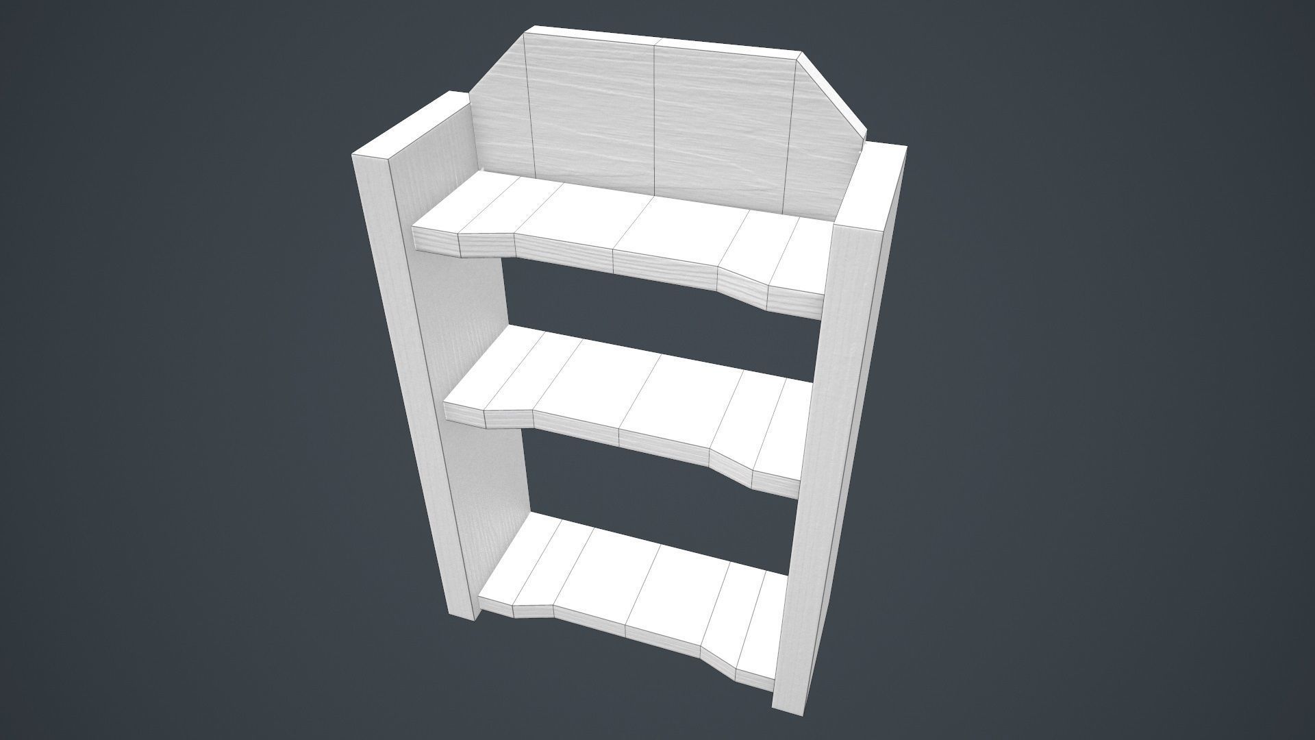 Wood Wall Shelf Low Poly PBR Game Ready Asset tabble Low-poly 3D model_18