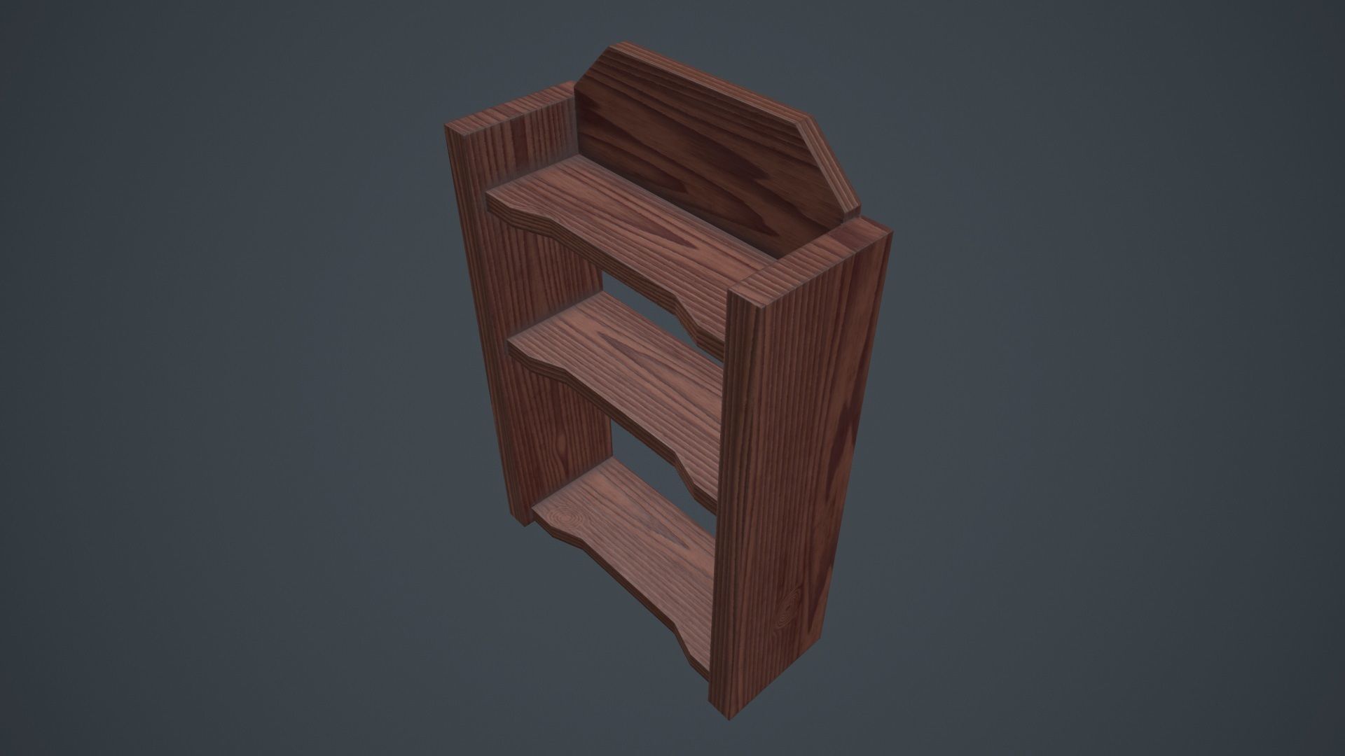 Wood Wall Shelf Low Poly PBR Game Ready Asset tabble Low-poly 3D model_15