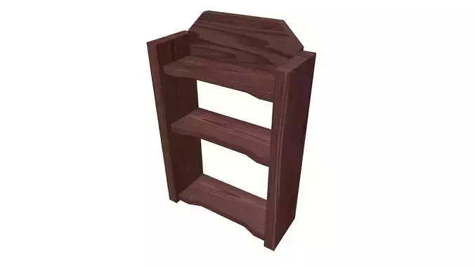 Wood Wall Shelf Low Poly PBR Game Ready Asset tabble Low-poly 3D model