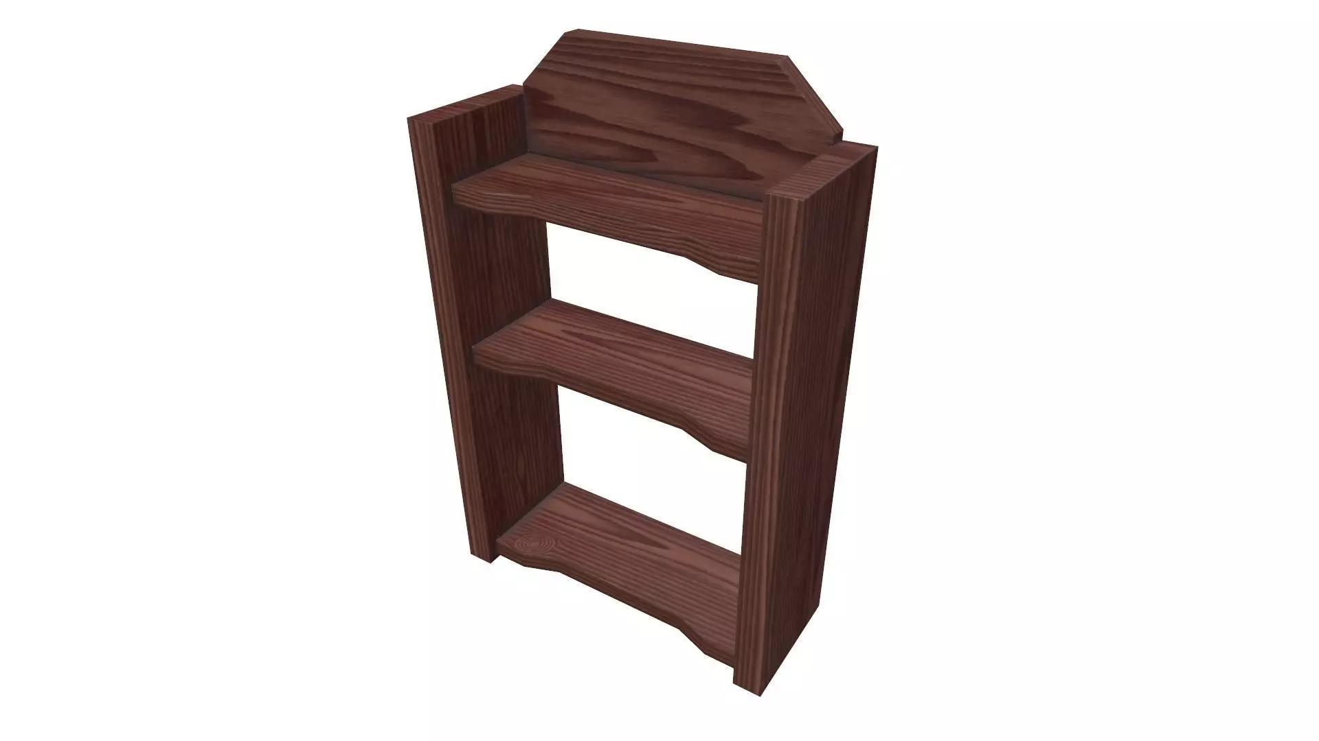 Wood Wall Shelf Low Poly PBR Game Ready Asset tabble Low-poly 3D model_0