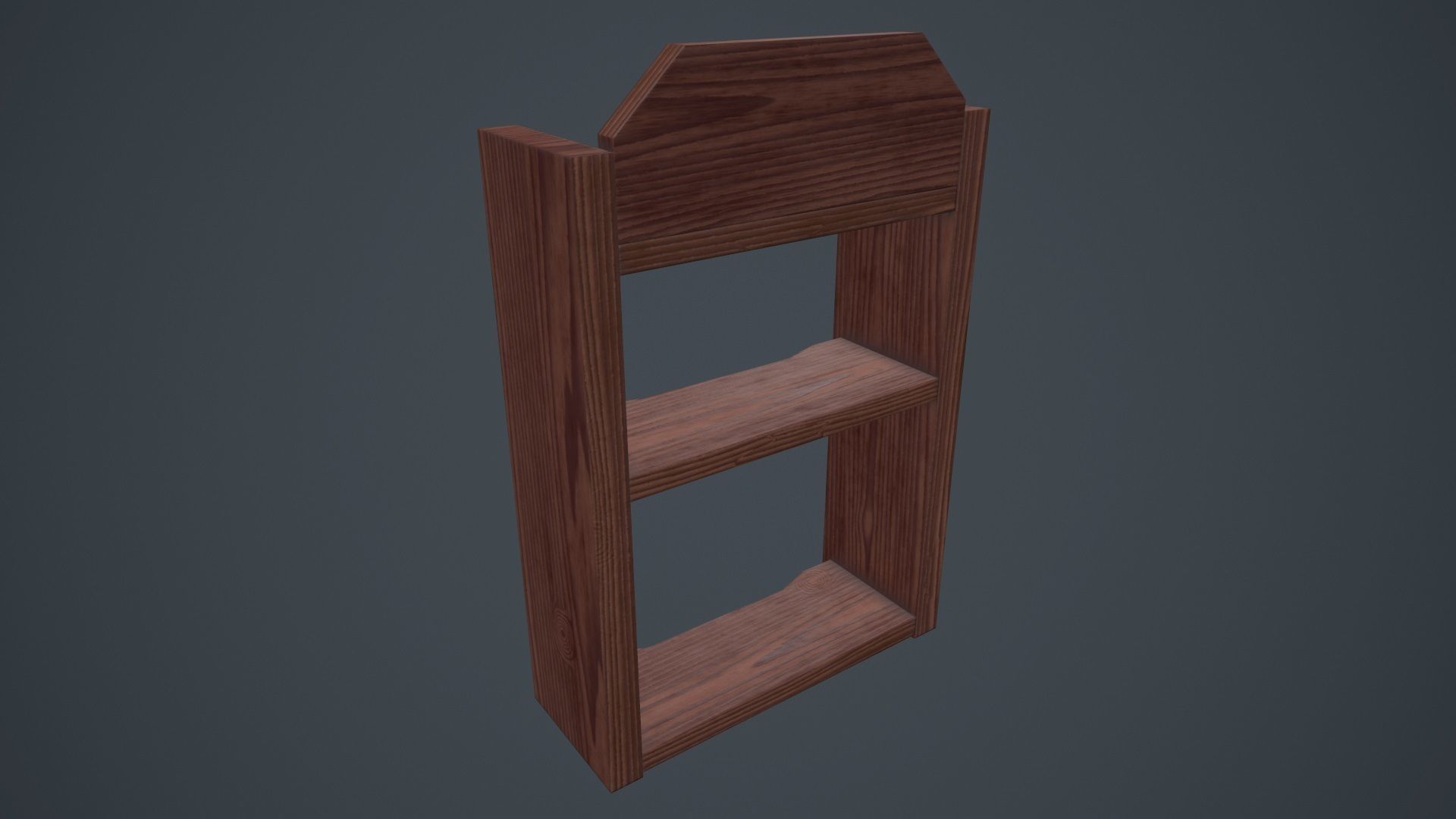Wood Wall Shelf Low Poly PBR Game Ready Asset tabble Low-poly 3D model_8