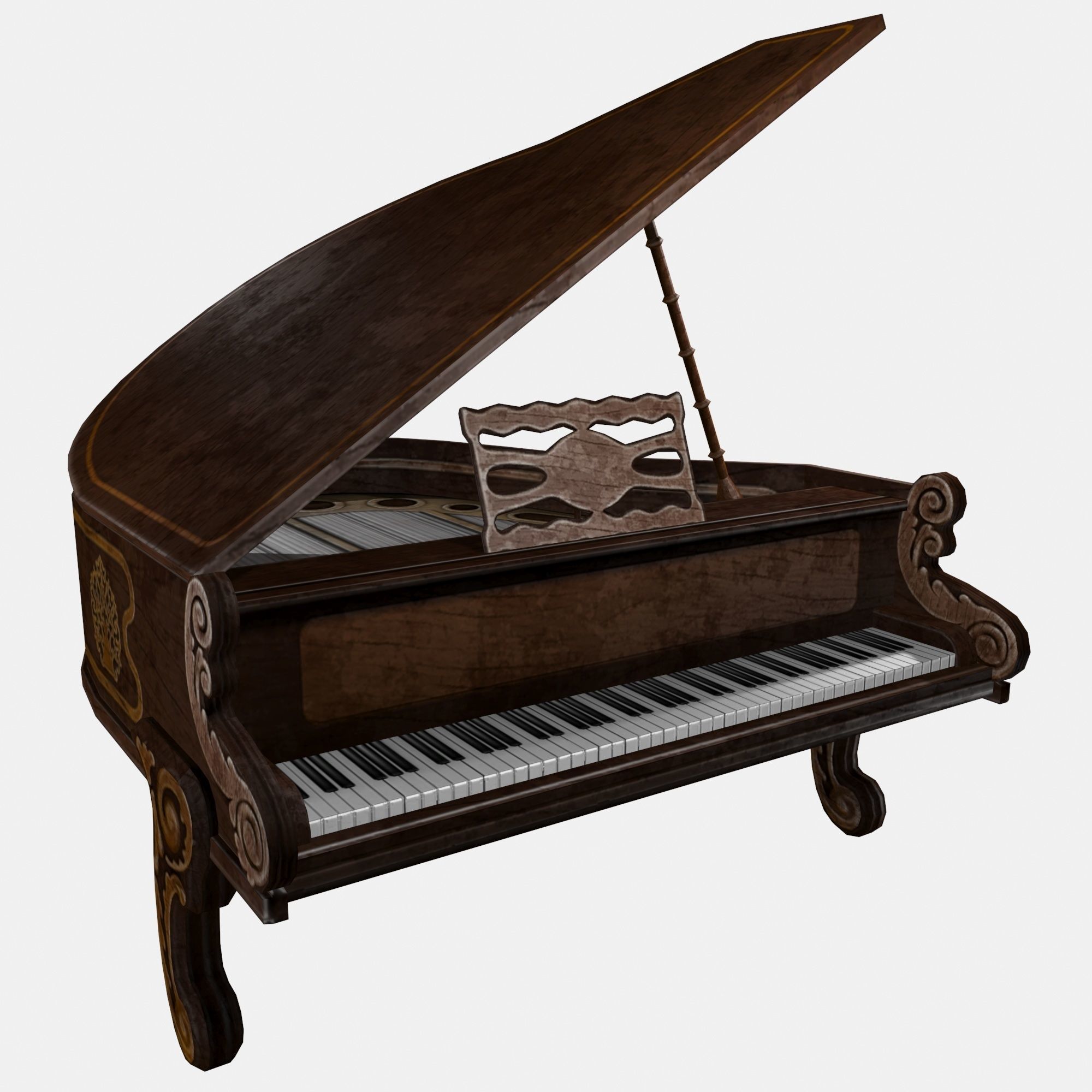 Piano grand Low-poly 3D model_1