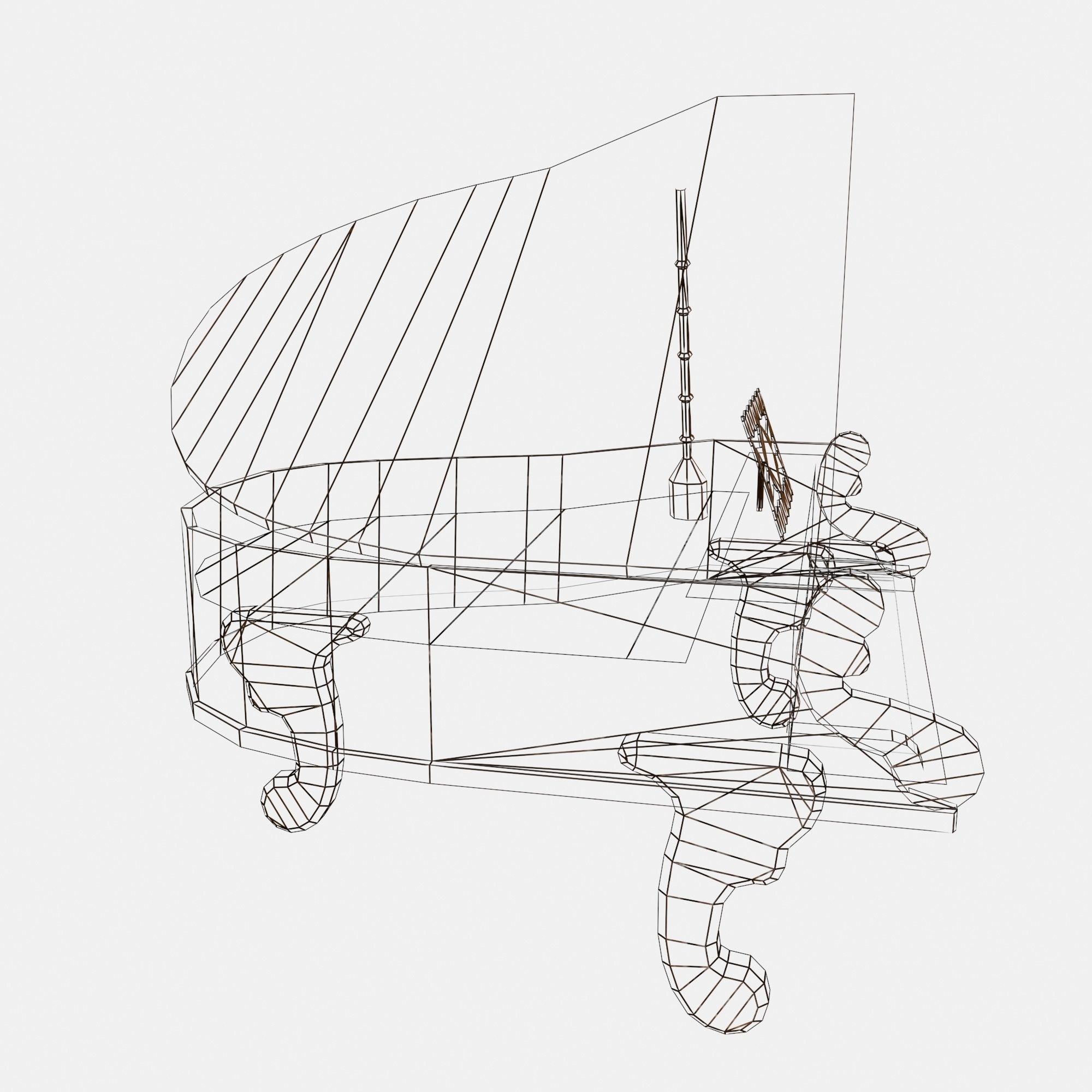 Piano grand Low-poly 3D model_10