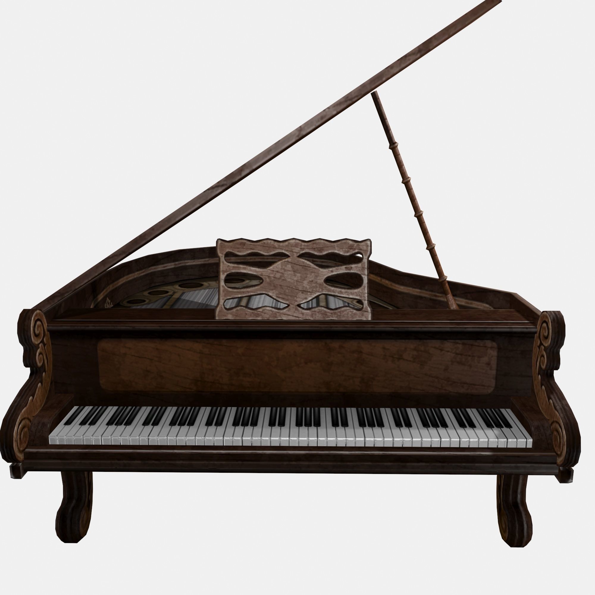 Piano grand Low-poly 3D model_2