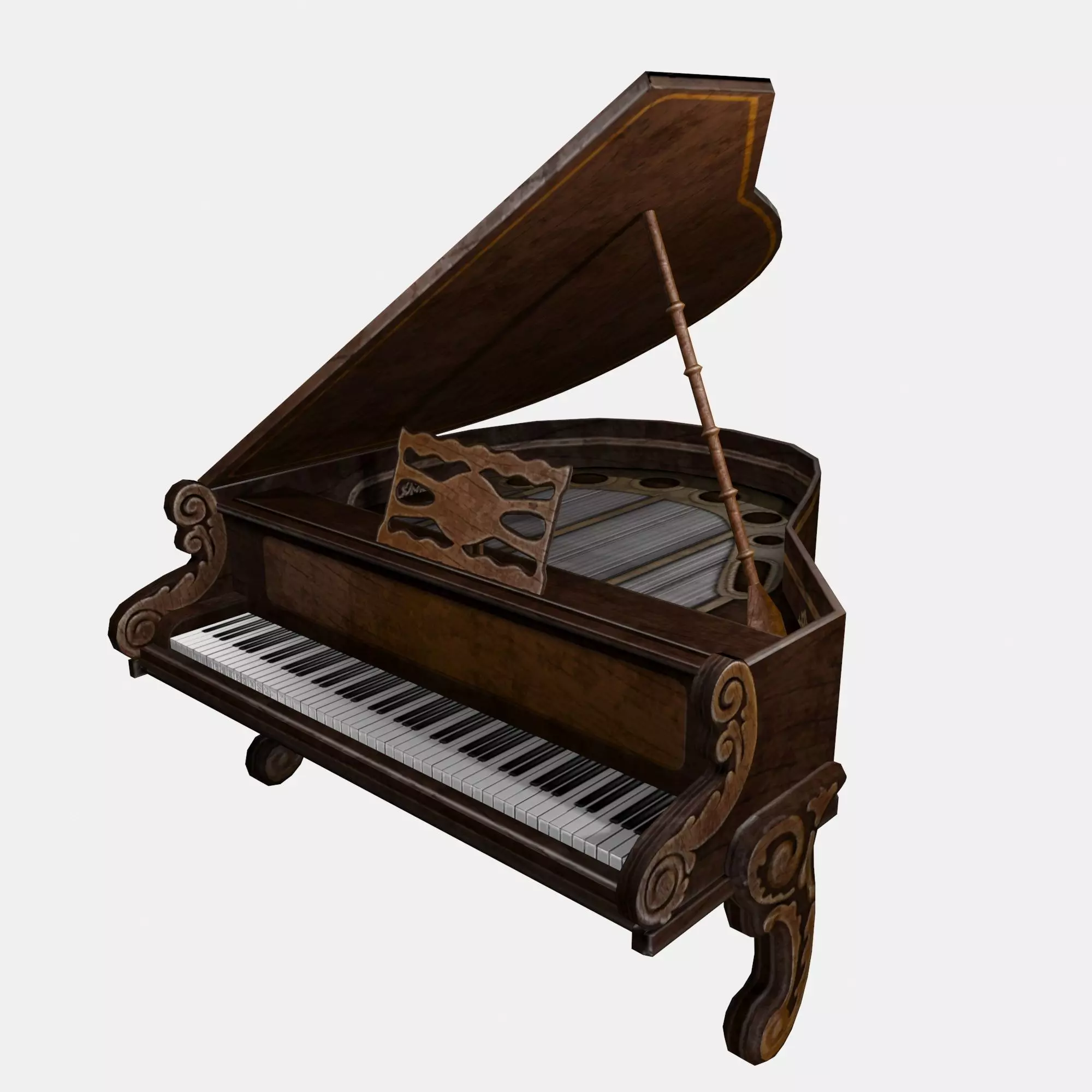 Piano grand Low-poly 3D model_0