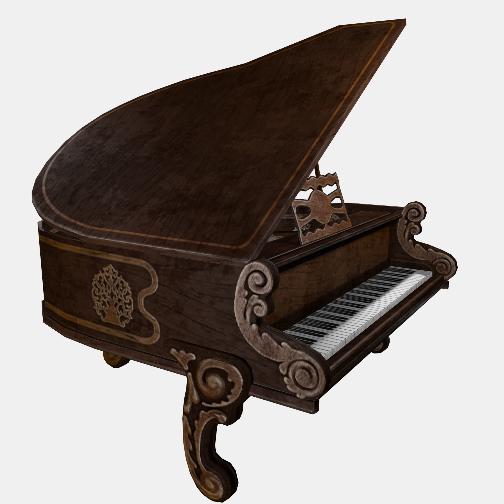 Piano grand Low-poly 3D model_3