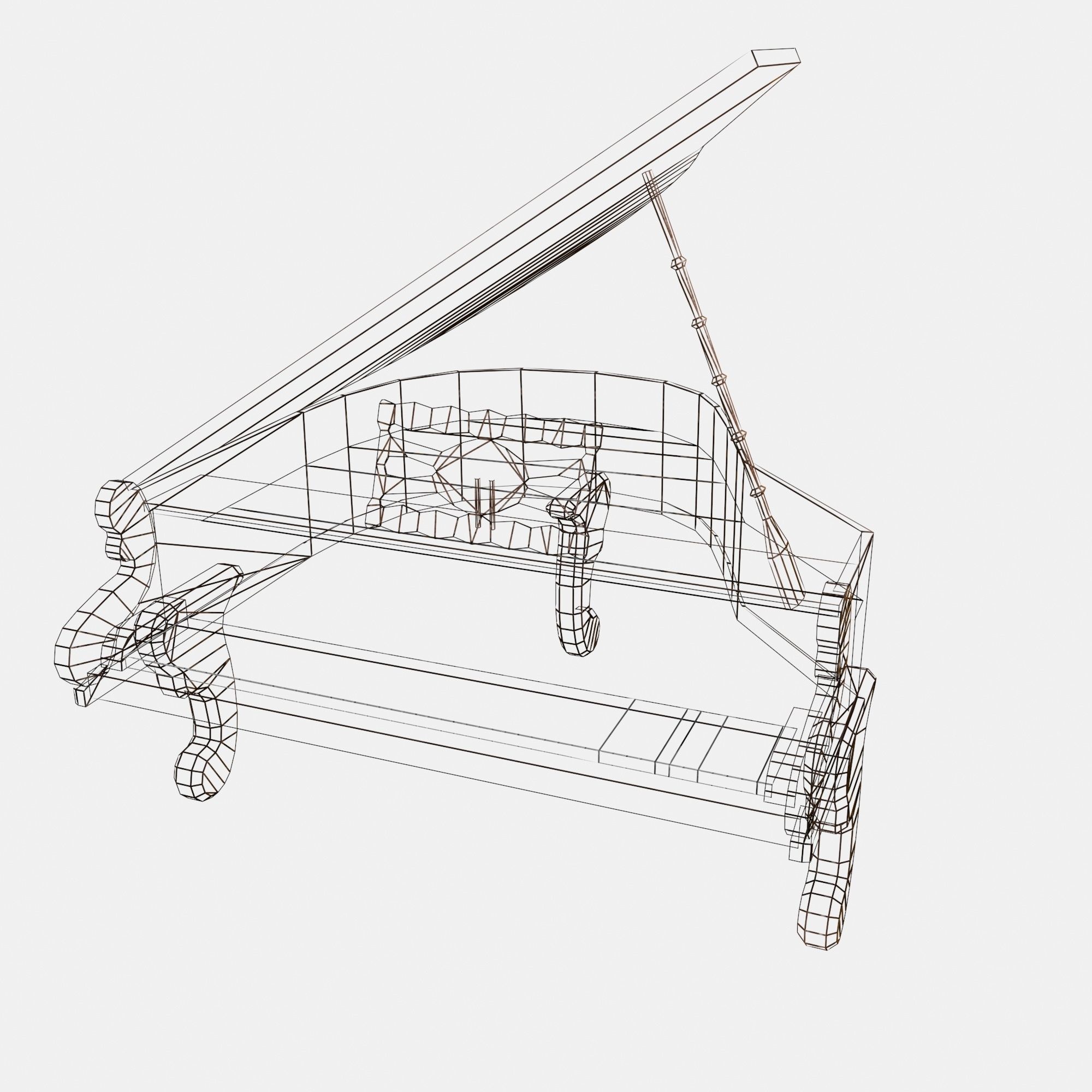 Piano grand Low-poly 3D model_9