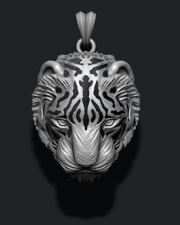 Tiger pendant 3D print model_5