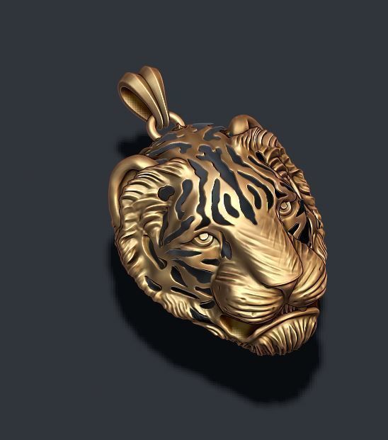 Tiger pendant 3D print model_3