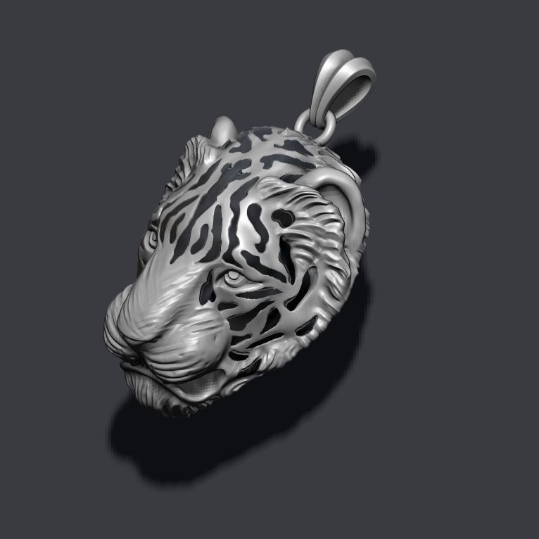 Tiger pendant 3D print model_7