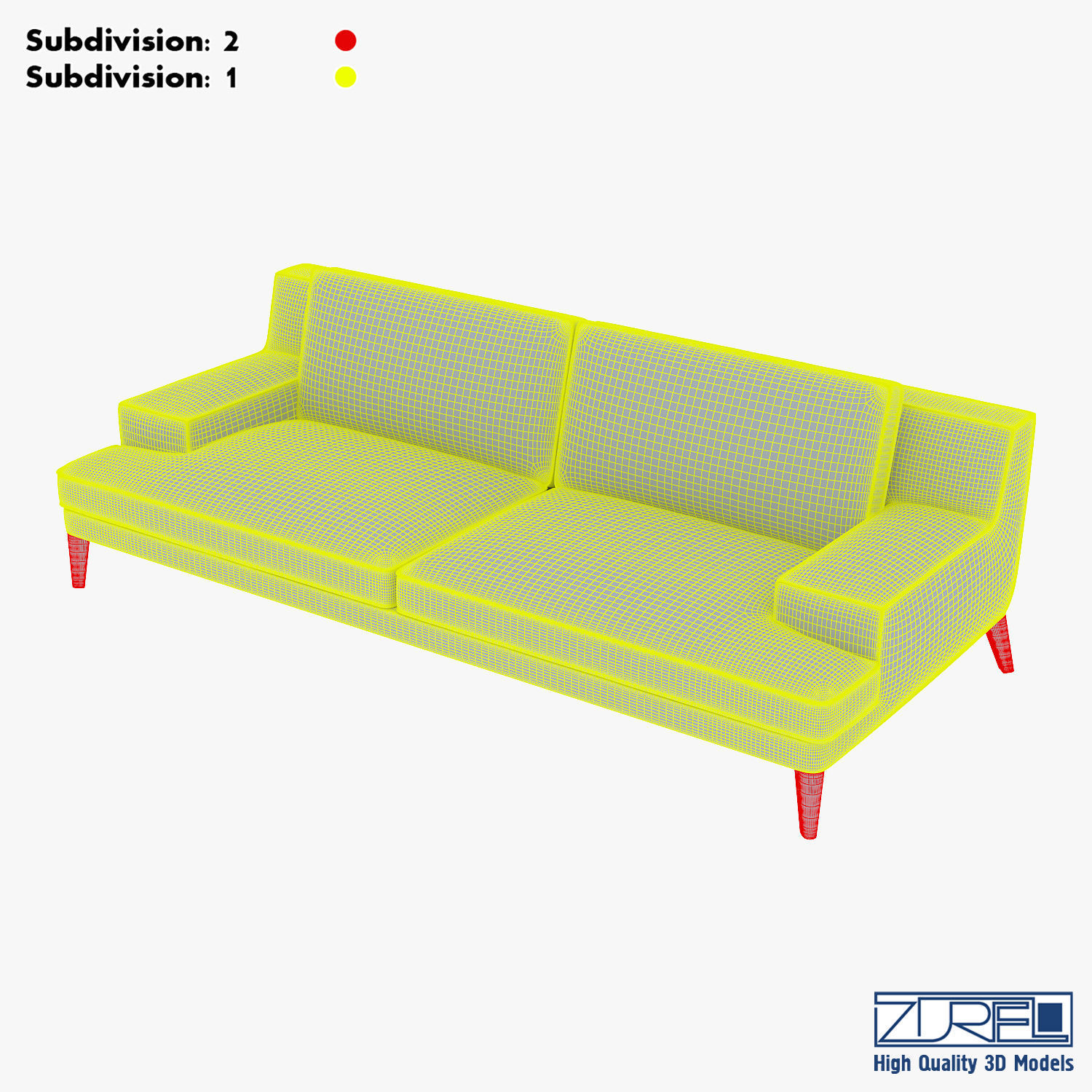 Roche Bobois Playlist Large 3 Seat Sofa 3D model_21