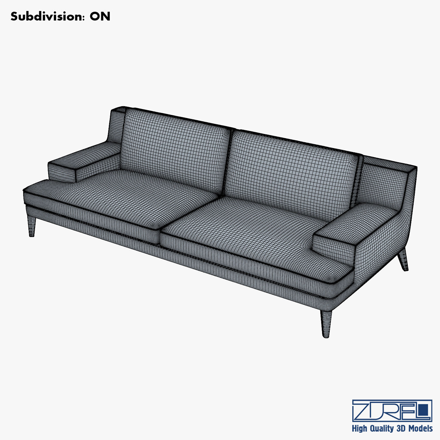 Roche Bobois Playlist Large 3 Seat Sofa 3D model_7
