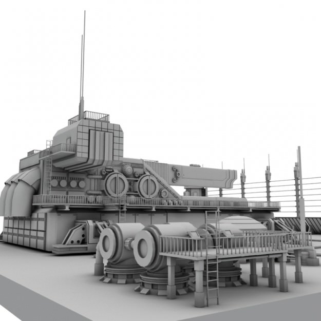 Heavy sci-fi cannon 3D model_4