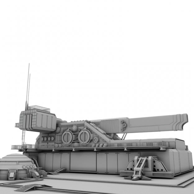 Heavy sci-fi cannon 3D model_2