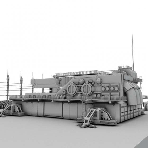 Heavy sci-fi cannon 3D model_3