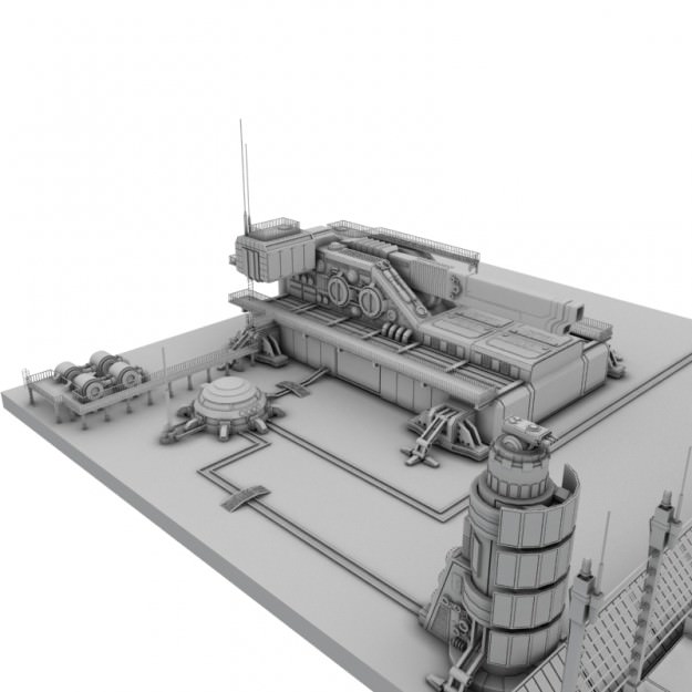 Heavy sci-fi cannon 3D model_1