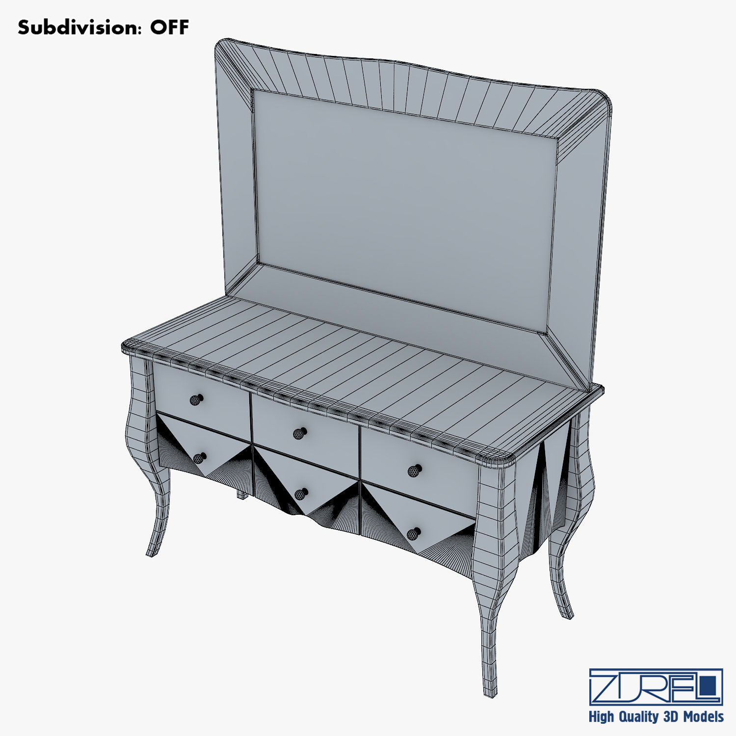 Arron Cosmetic Dressing Table 3D model_8