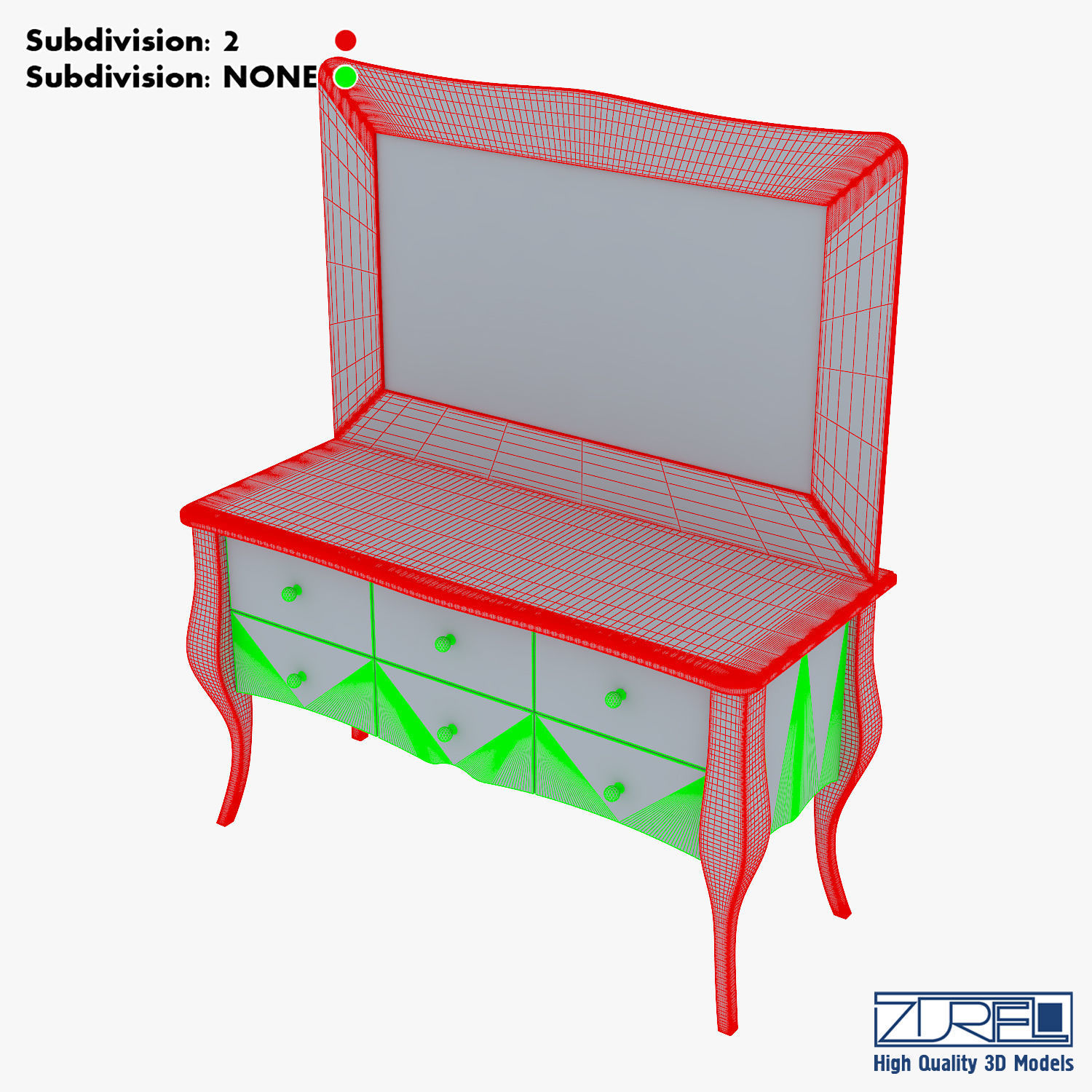 Arron Cosmetic Dressing Table 3D model_21