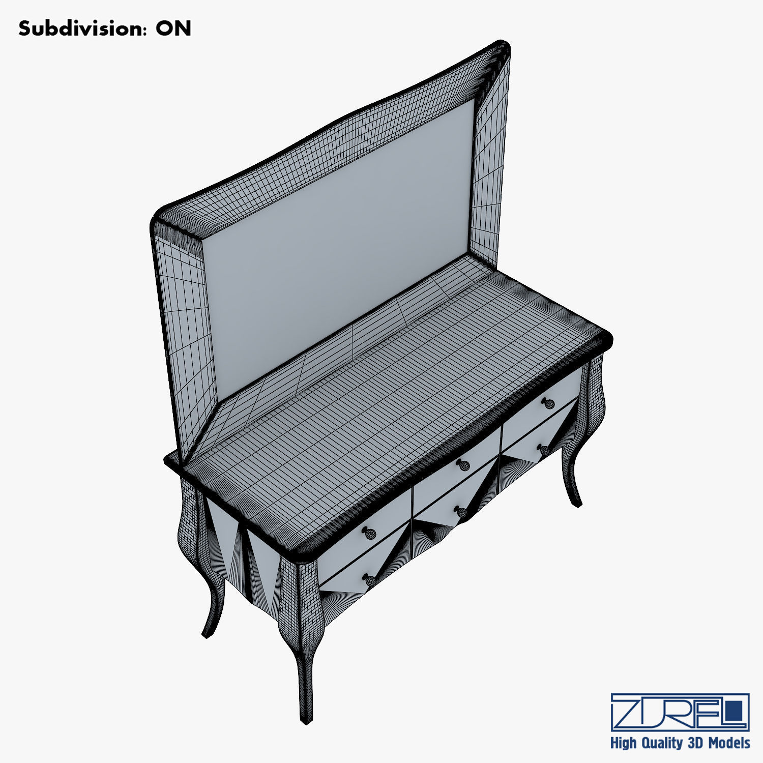 Arron Cosmetic Dressing Table 3D model_19