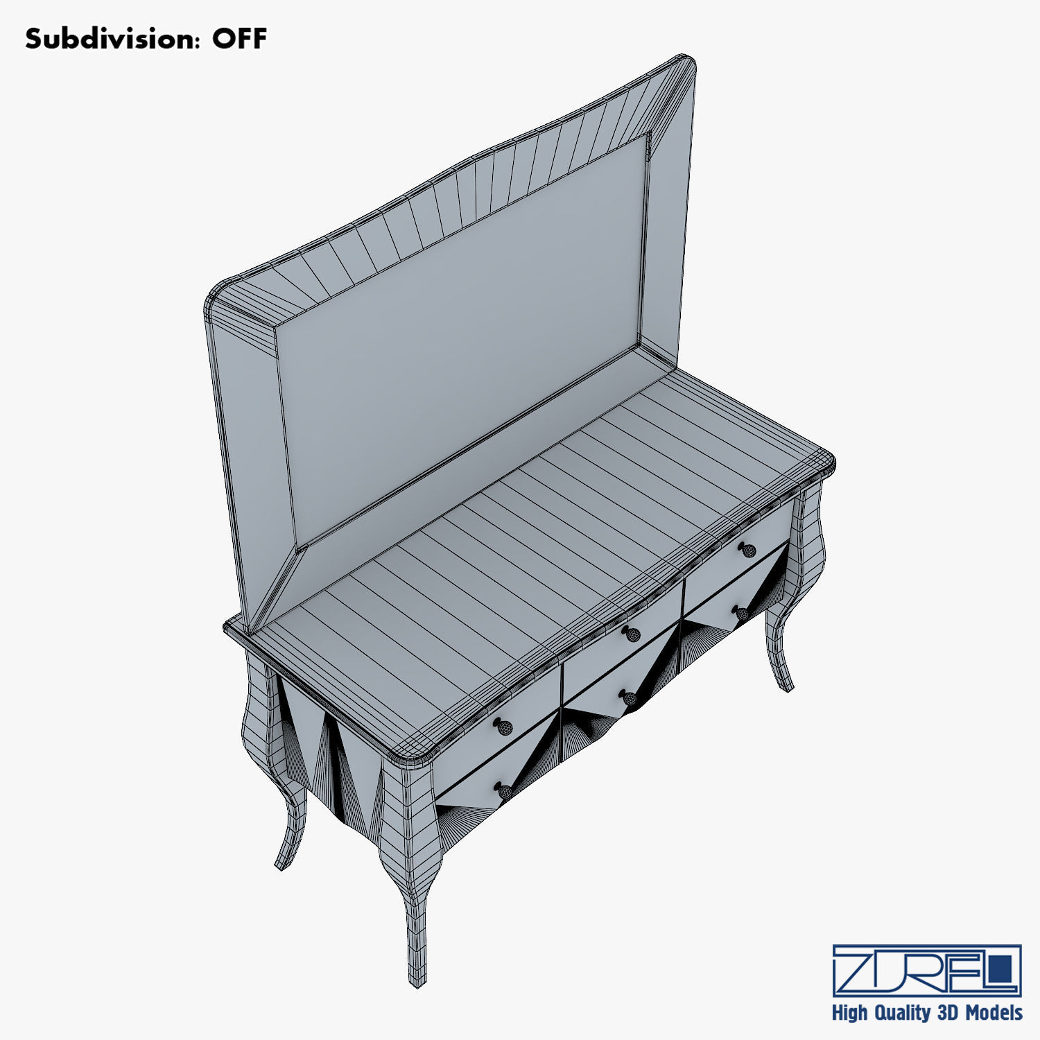 Arron Cosmetic Dressing Table 3D model_20