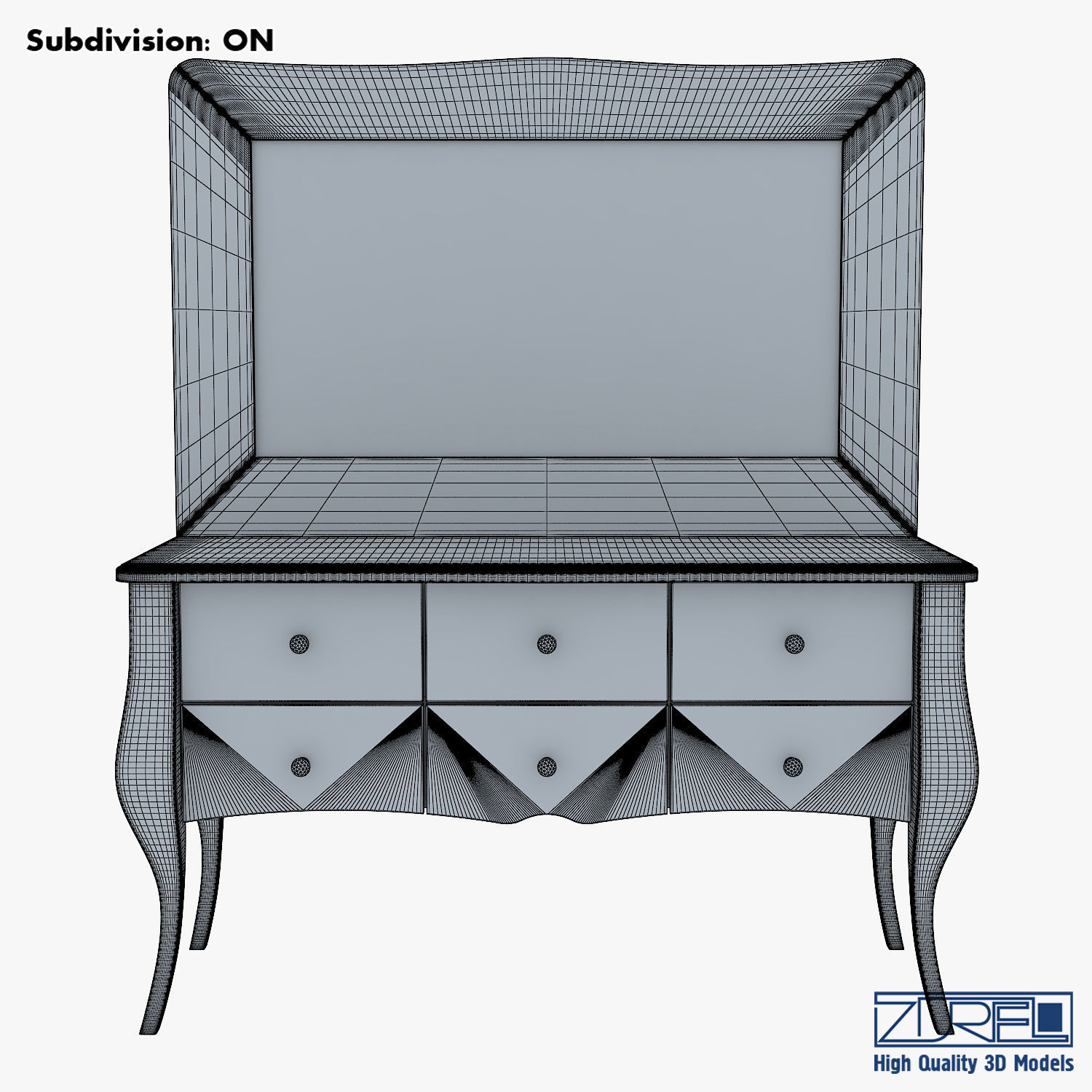Arron Cosmetic Dressing Table 3D model_15