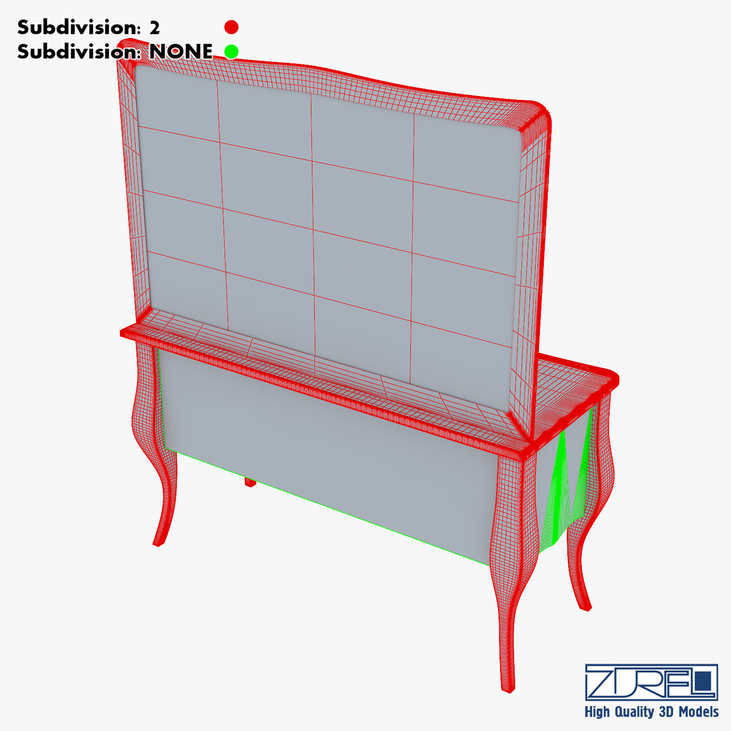 Arron Cosmetic Dressing Table 3D model_22