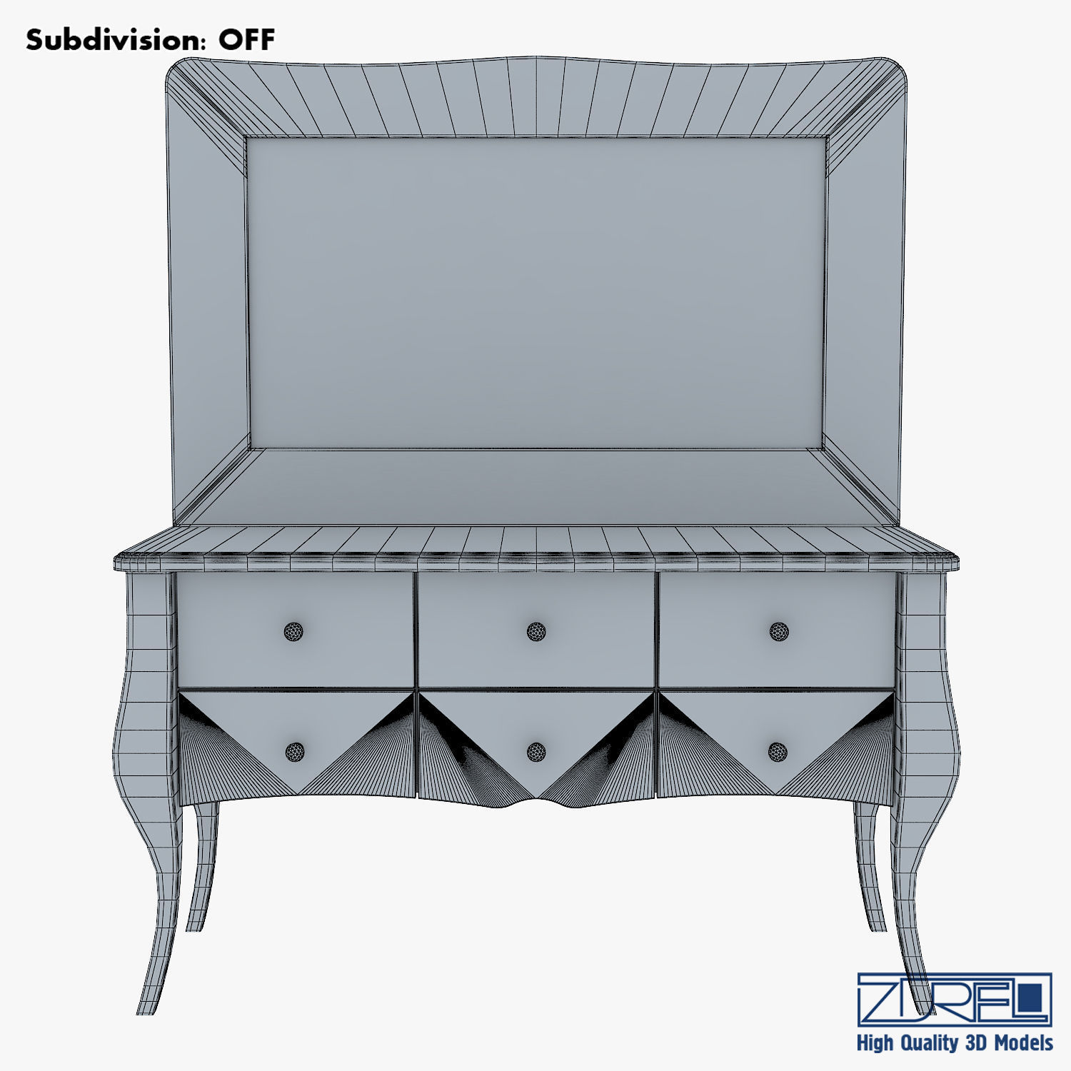Arron Cosmetic Dressing Table 3D model_16