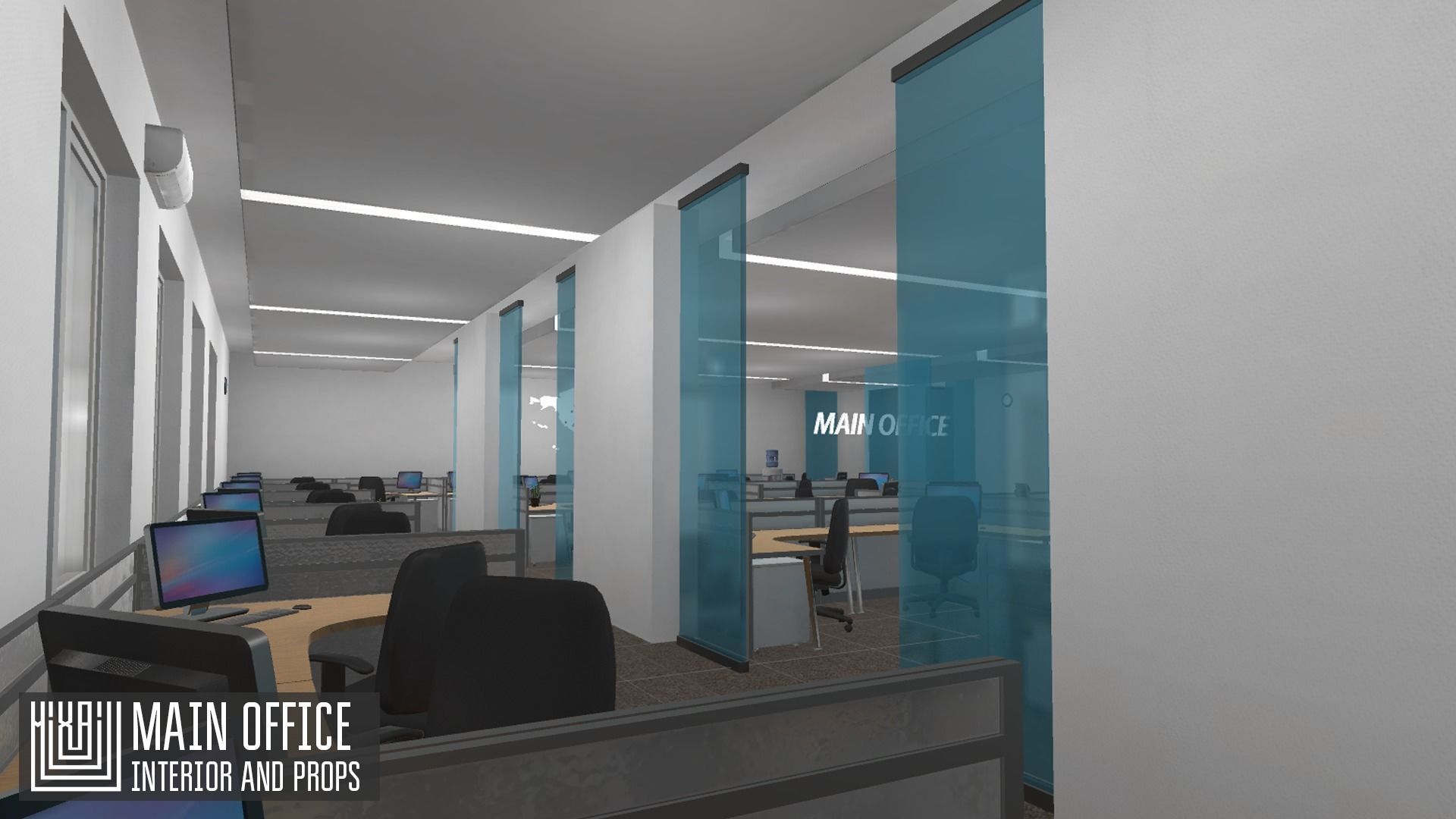 Main office - interior and props Low-poly 3D model_17