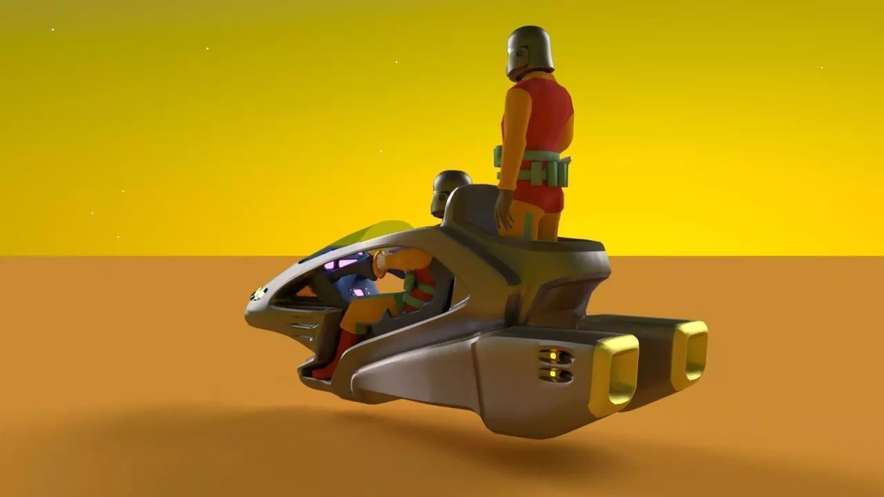 Sci-Fi Speeder Bike 3D model_0