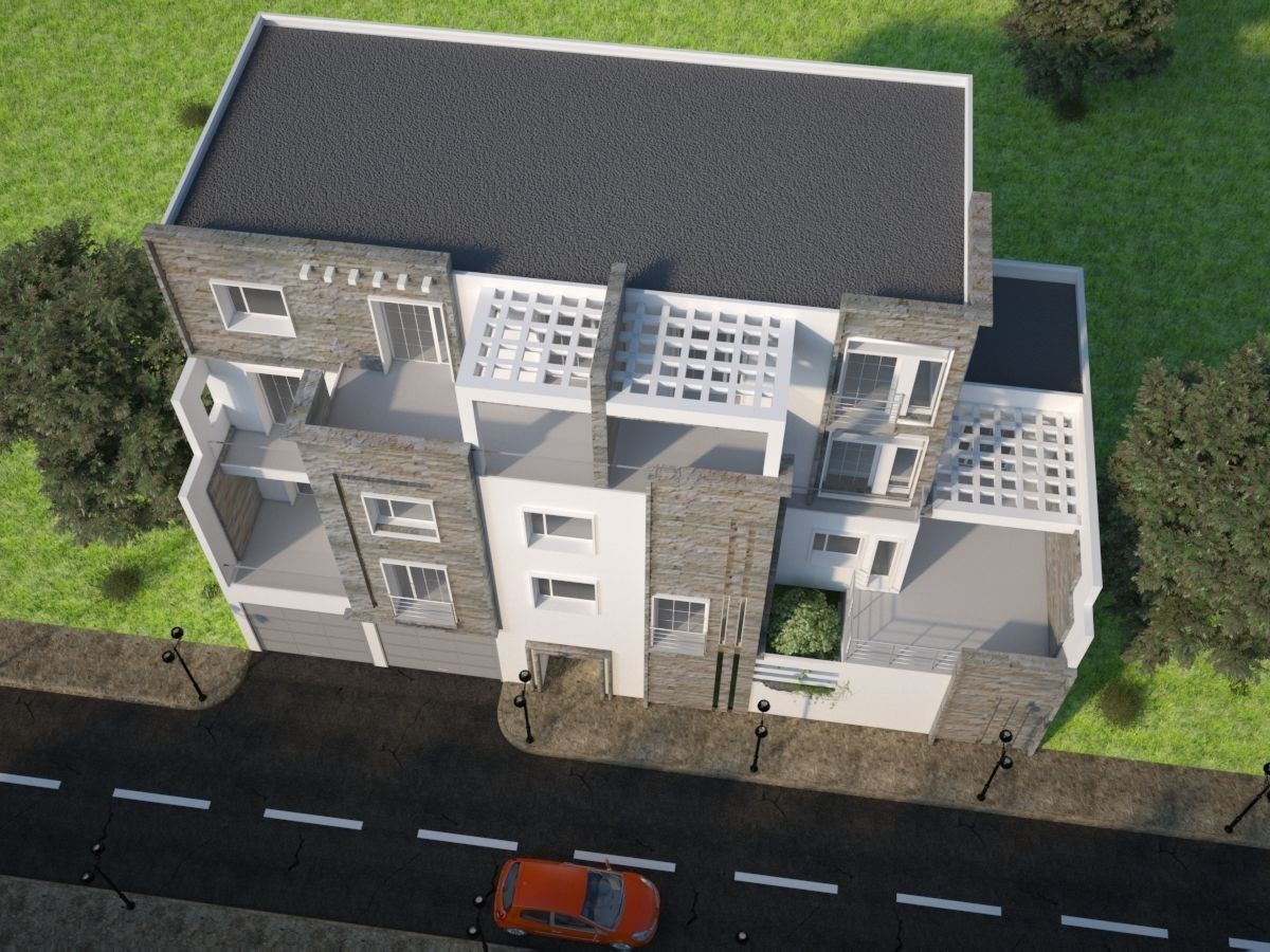 Modern Villa design exterior visualisation house 3D model_5