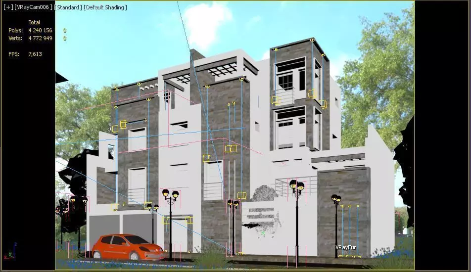 Modern Villa design exterior visualisation house 3D model_3