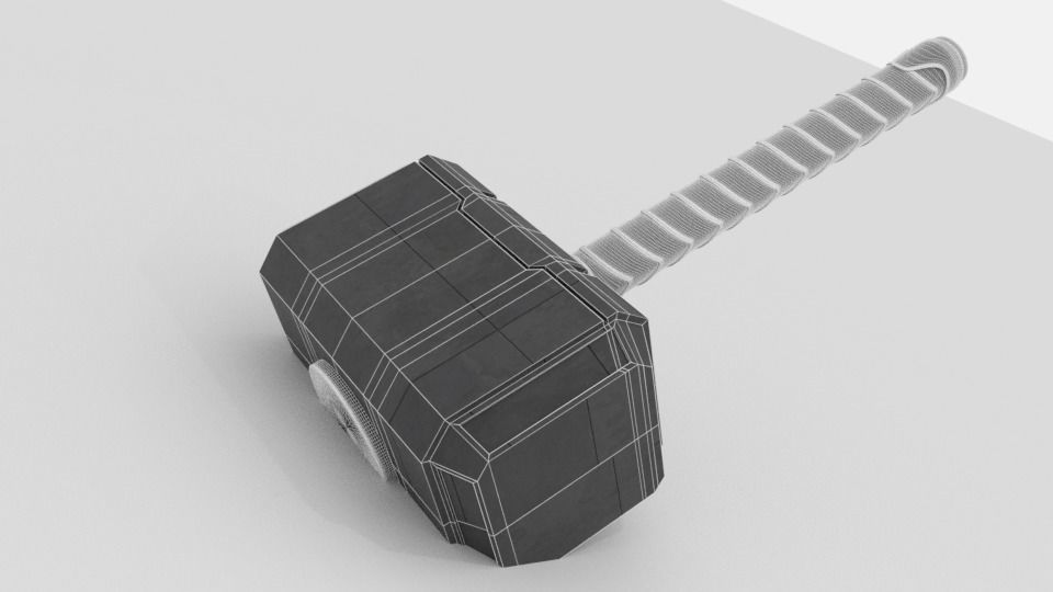 Hammer thor Low-poly 3D model_2