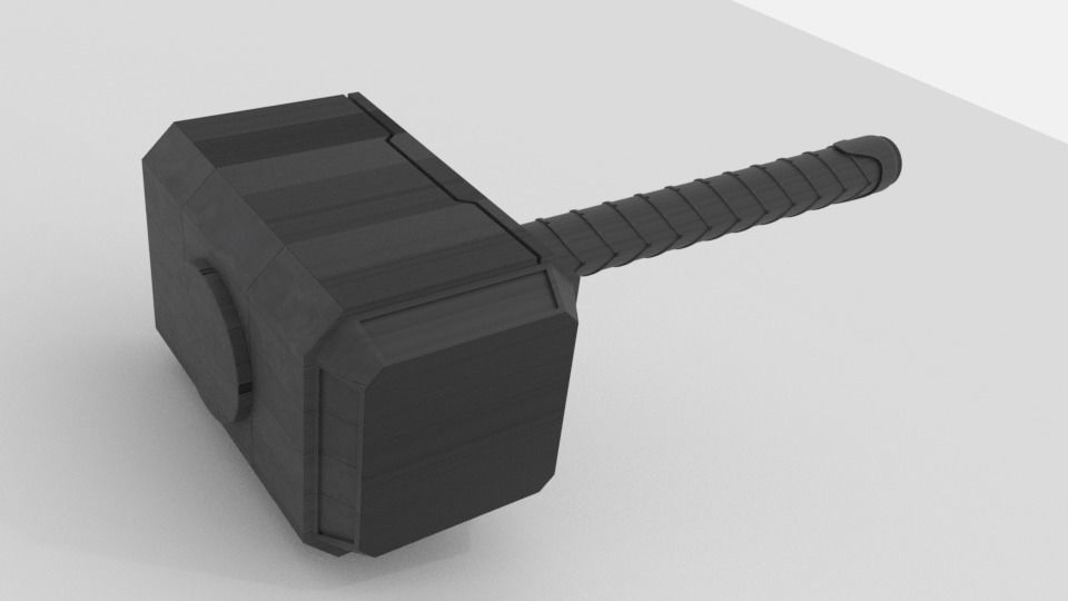 Hammer thor Low-poly 3D model_1
