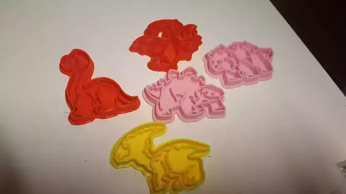 Set 5 cutter cookie five cute dinosaur dino 3D print model