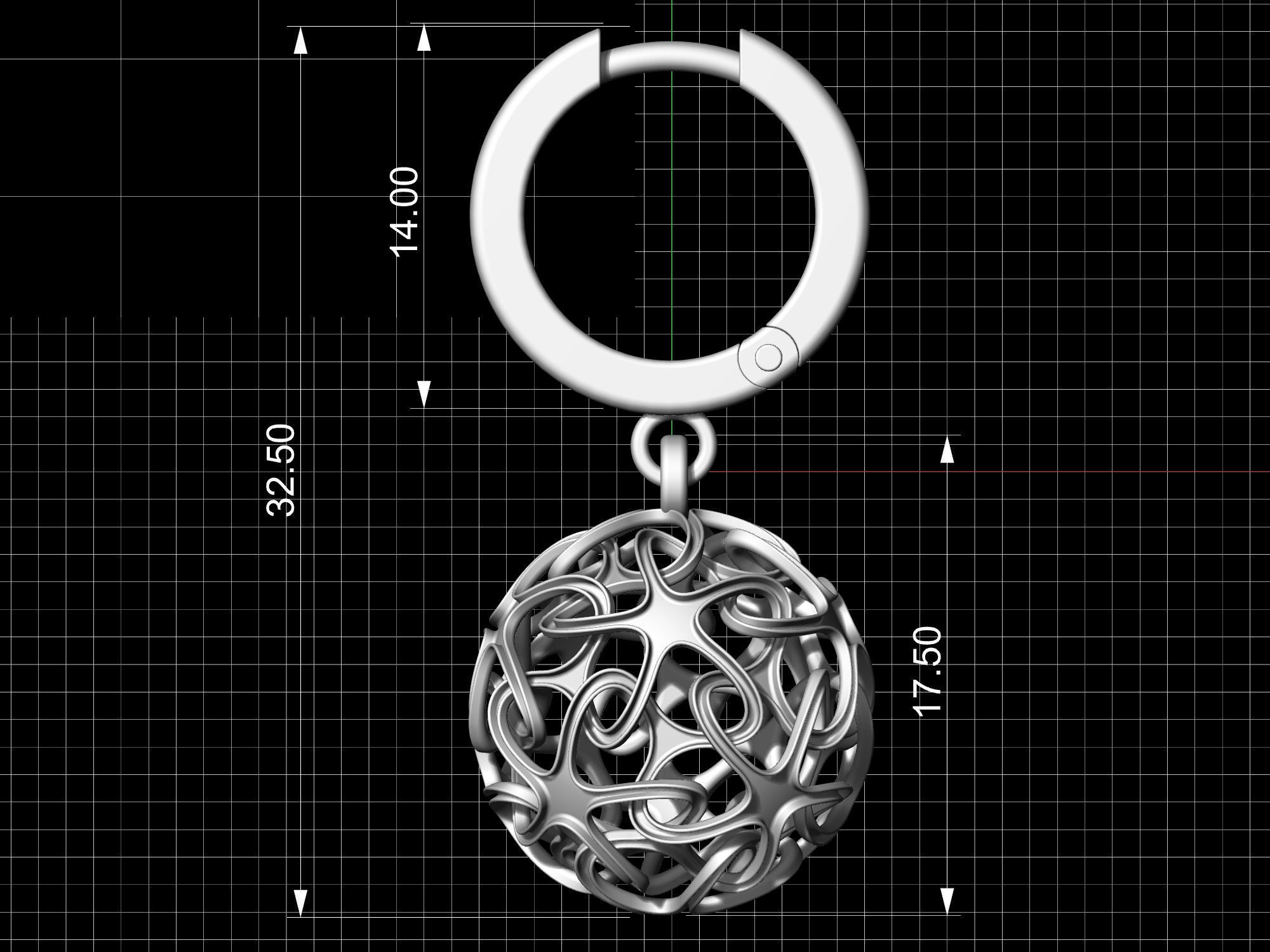 Stars Ball earrings 3D print model_11