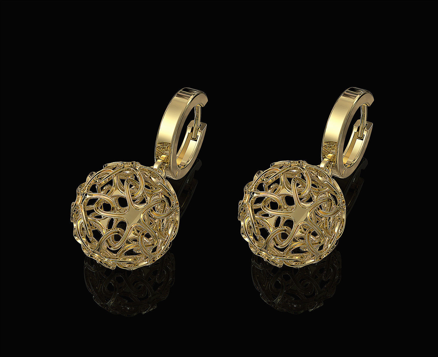 Stars Ball earrings 3D print model_1