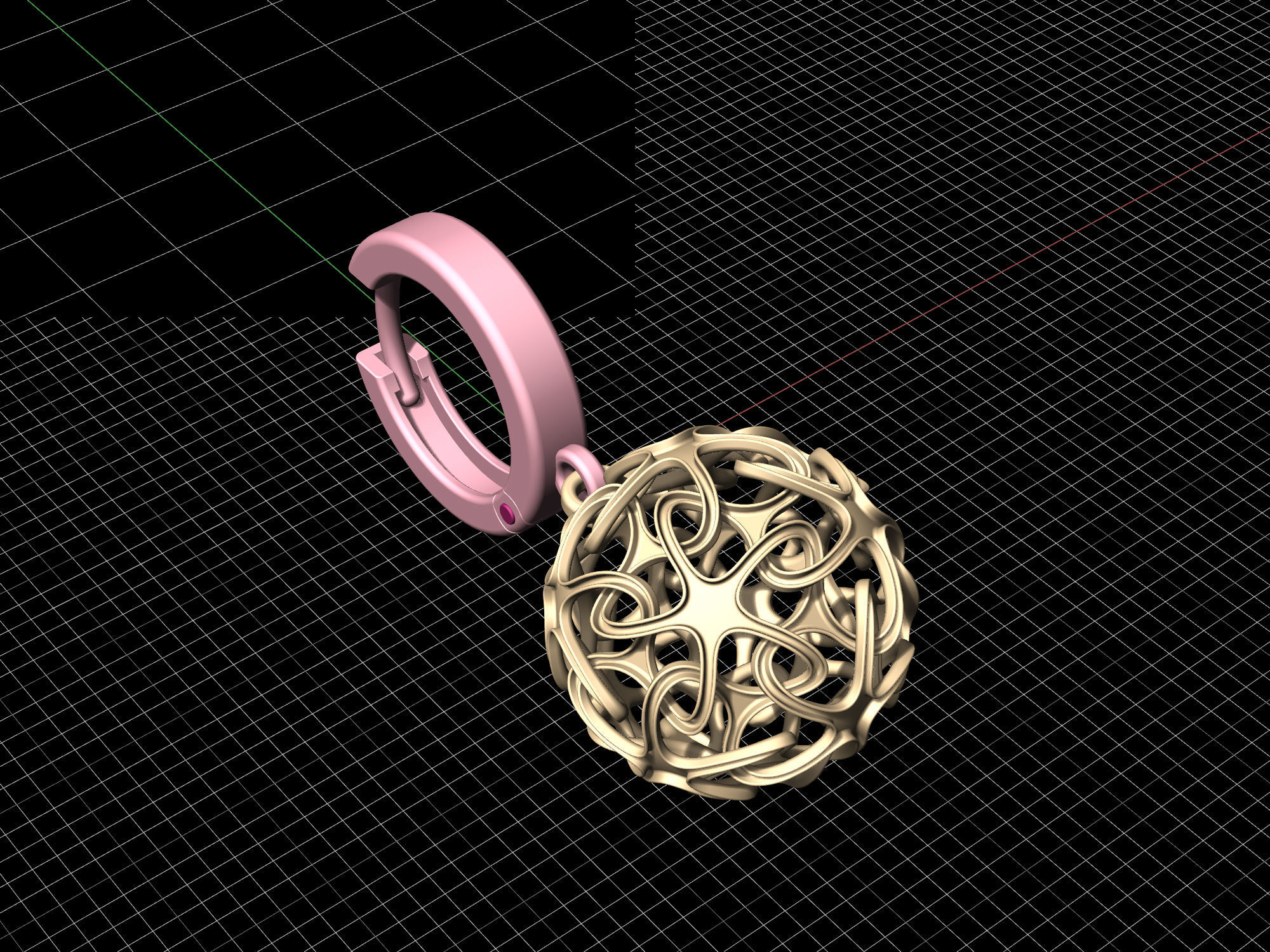 Stars Ball earrings 3D print model_5