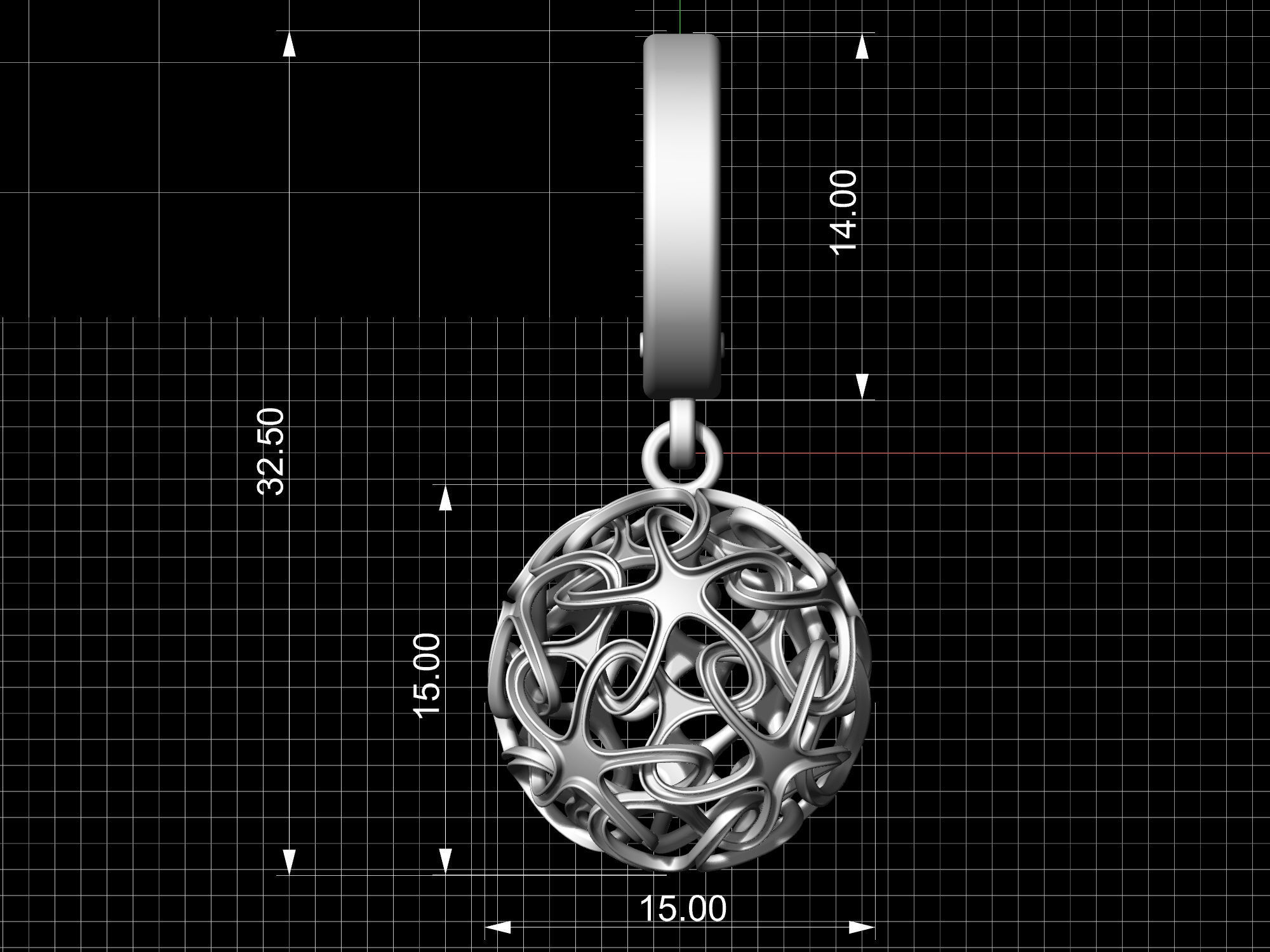 Stars Ball earrings 3D print model_12