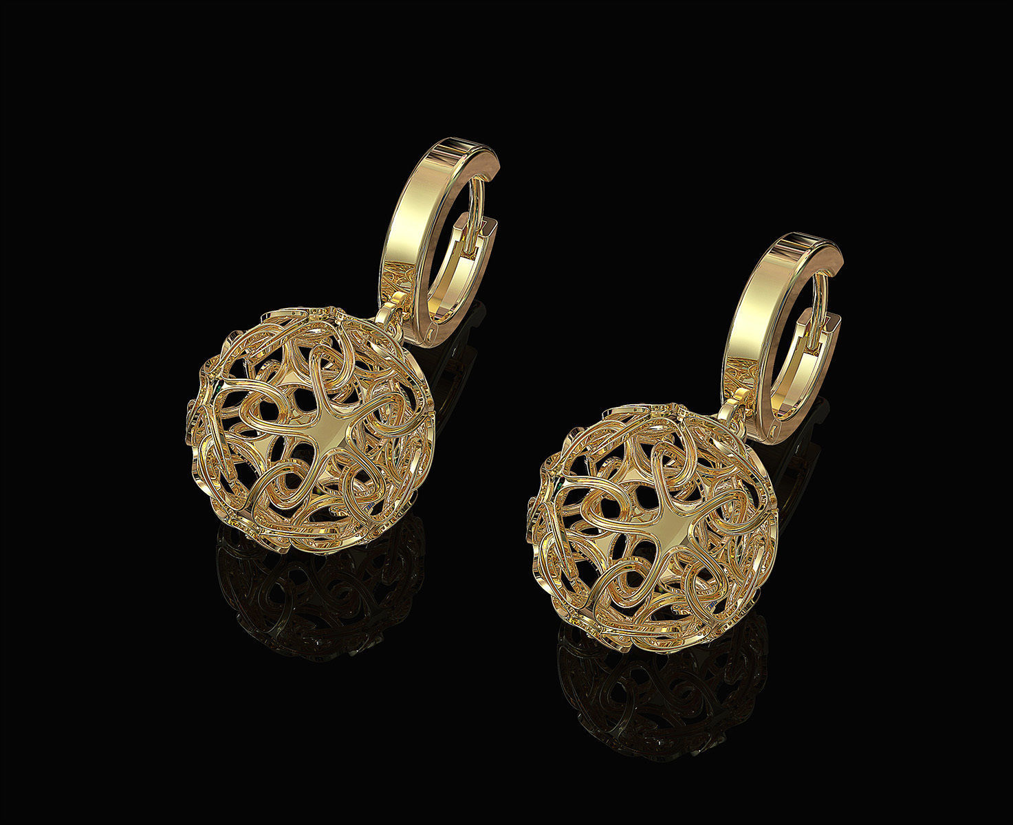 Stars Ball earrings 3D print model_3
