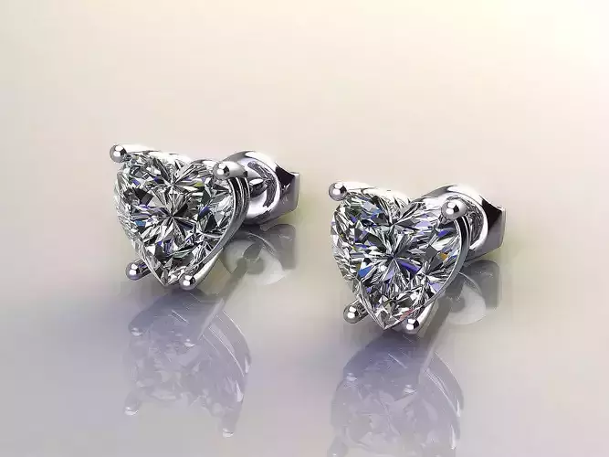 Earrings with heart diamonds