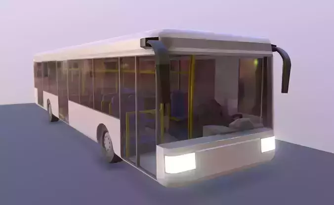 Low poly city bus with interior