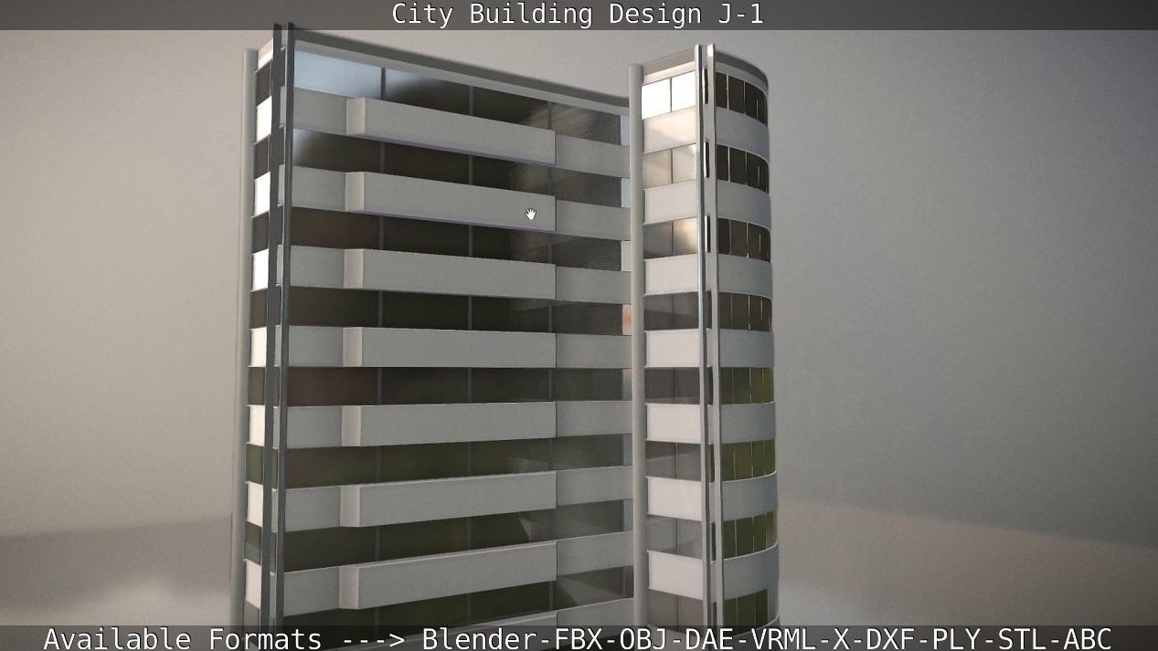 City Building Design J-1 Low-poly 3D model_36