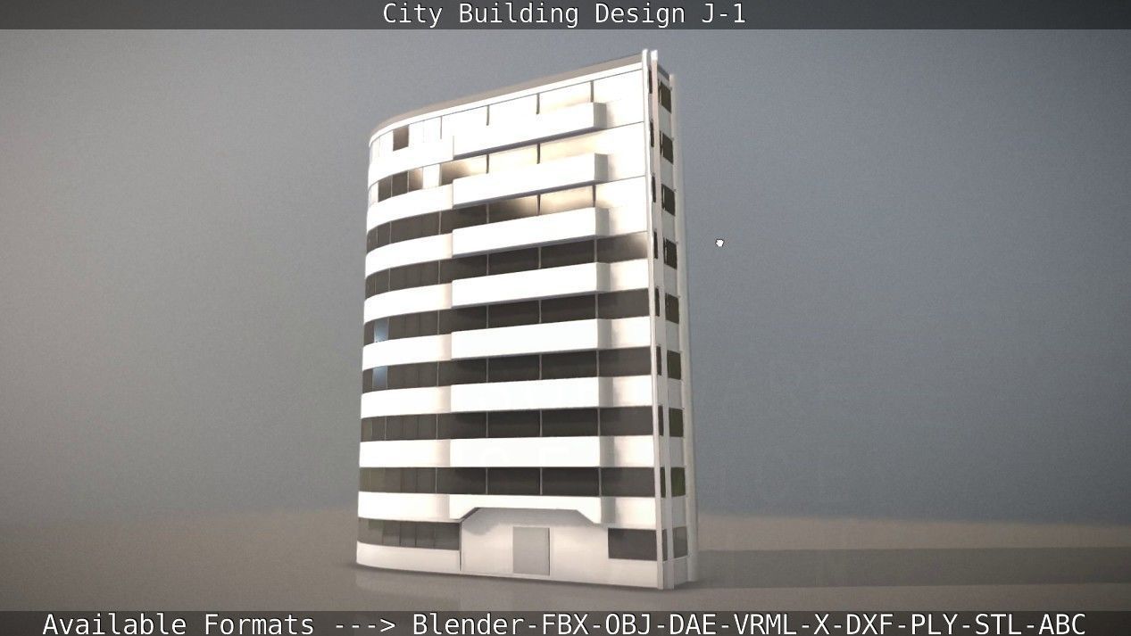 City Building Design J-1 Low-poly 3D model_11