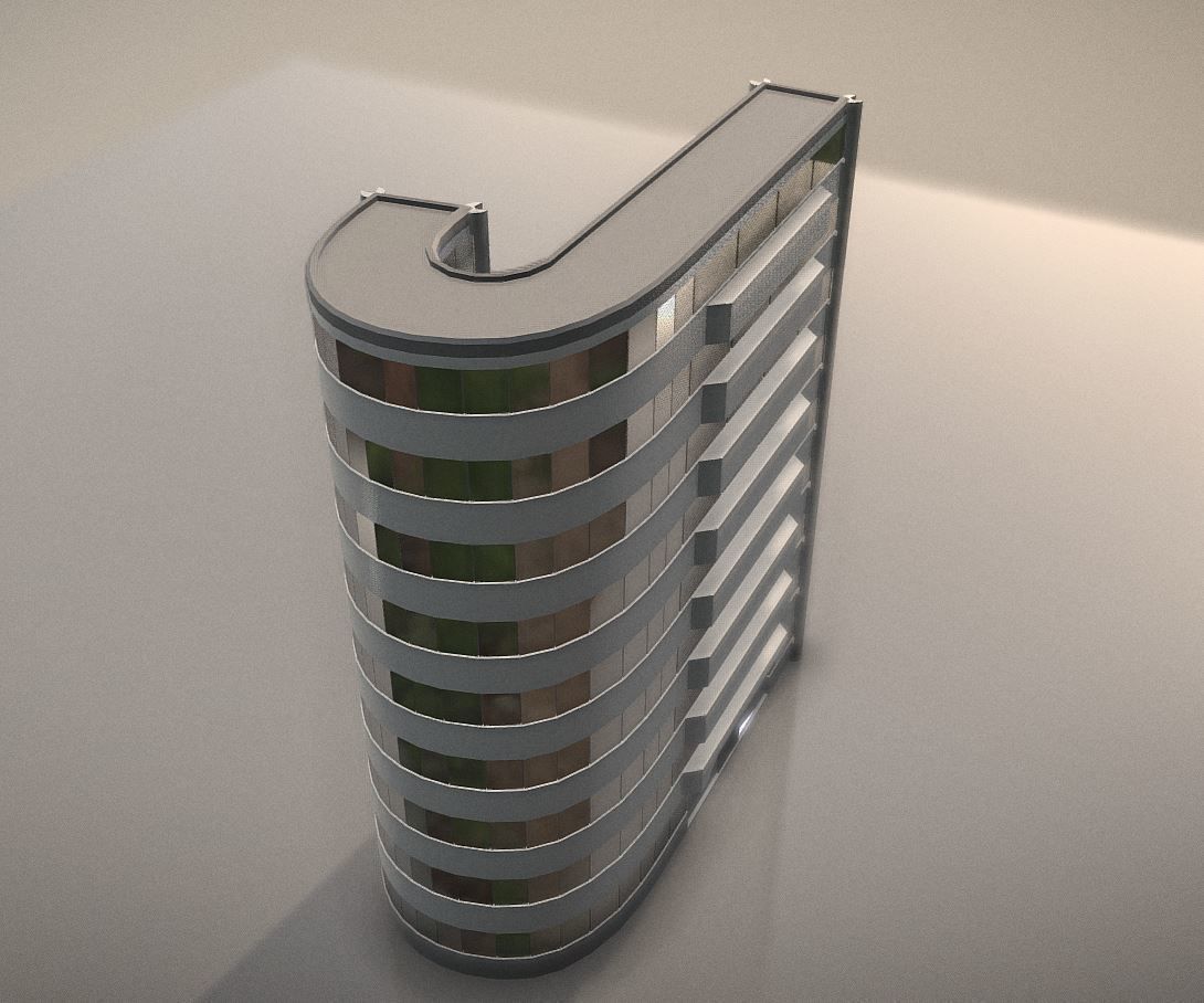 City Building Design J-1 Low-poly 3D model_9
