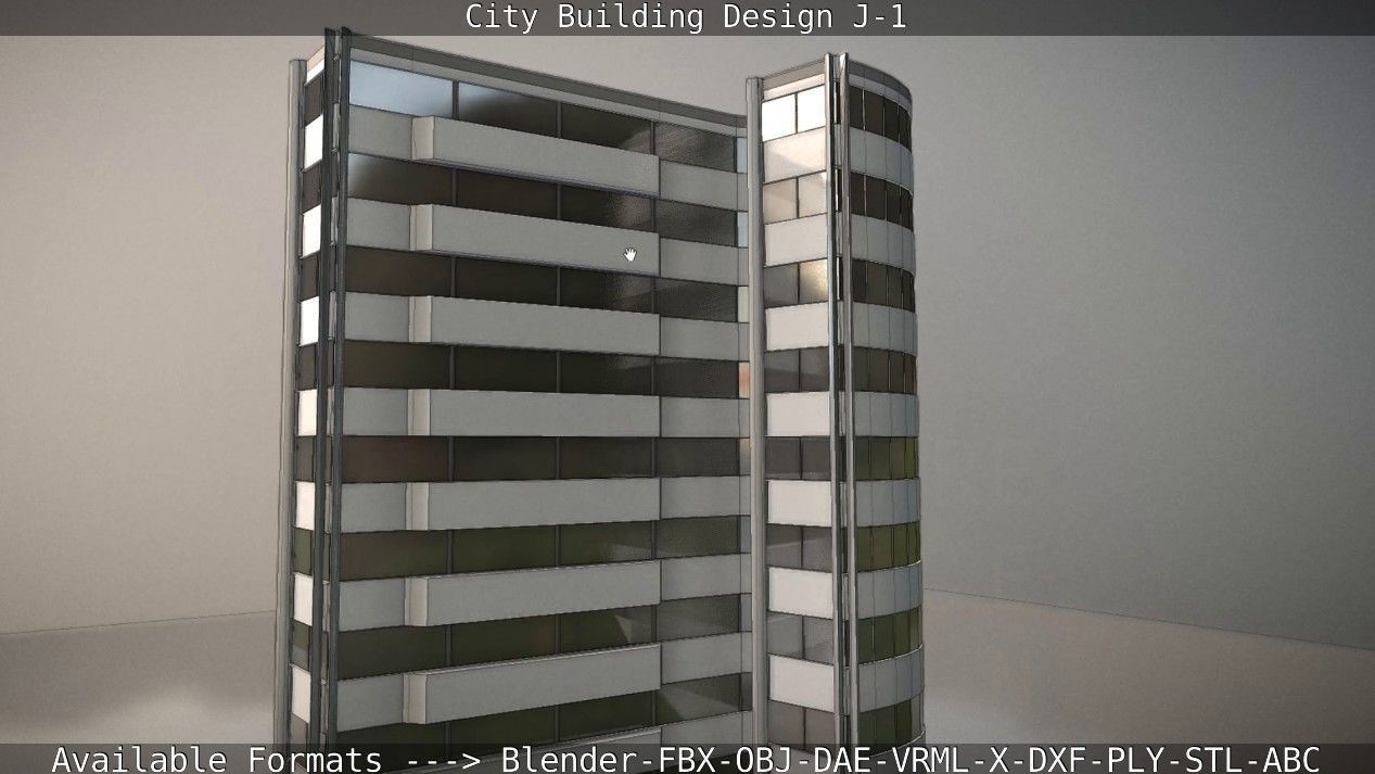 City Building Design J-1 Low-poly 3D model_37