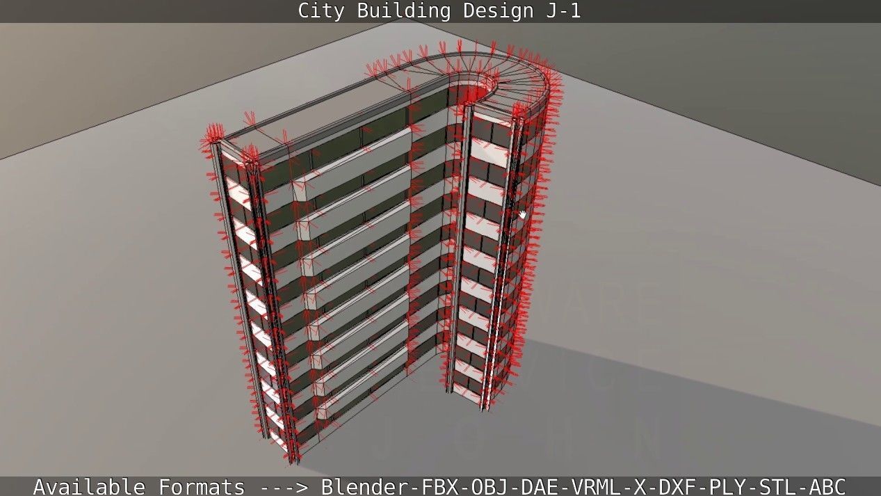 City Building Design J-1 Low-poly 3D model_86