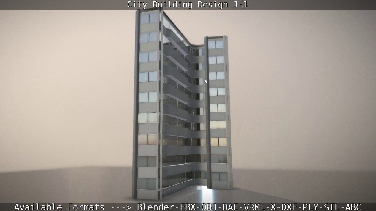 City Building Design J-1 Low-poly 3D model_14
